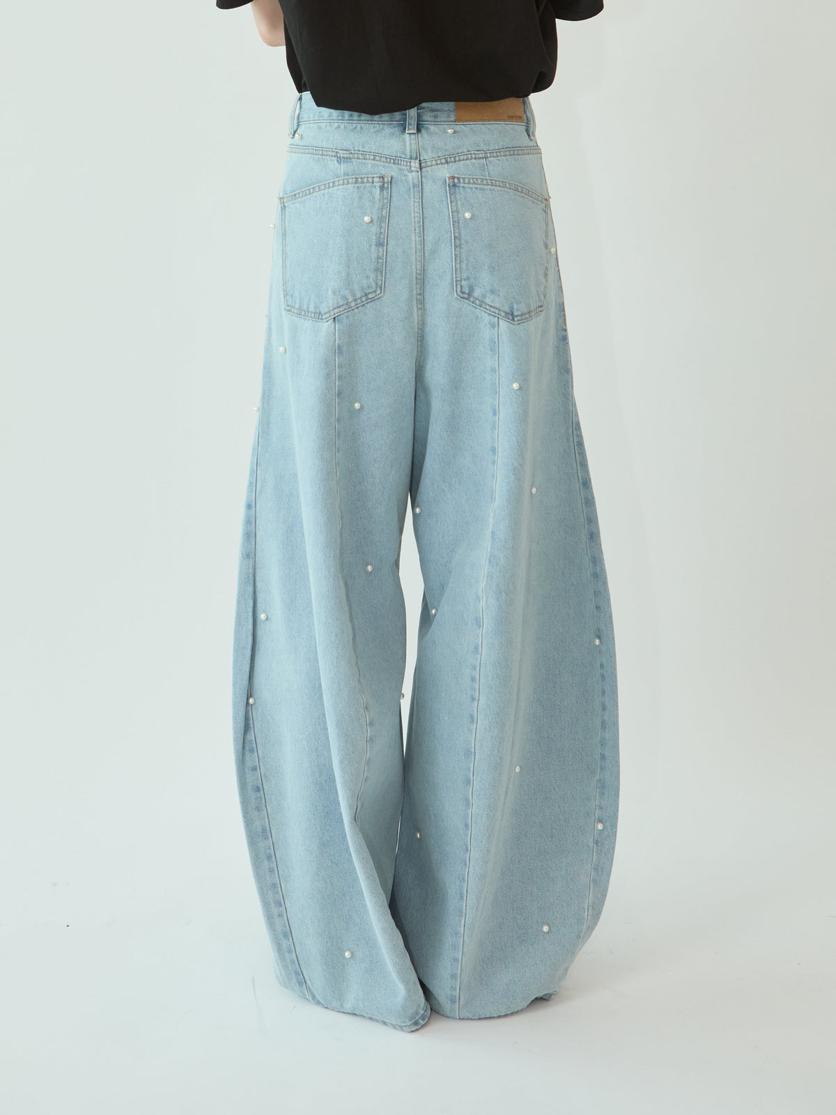 Kimhe Kim - Pearl Embellished Balloon Fit Jeans (Sky Blue) product image 5 | TRAB K-Fashion Australia