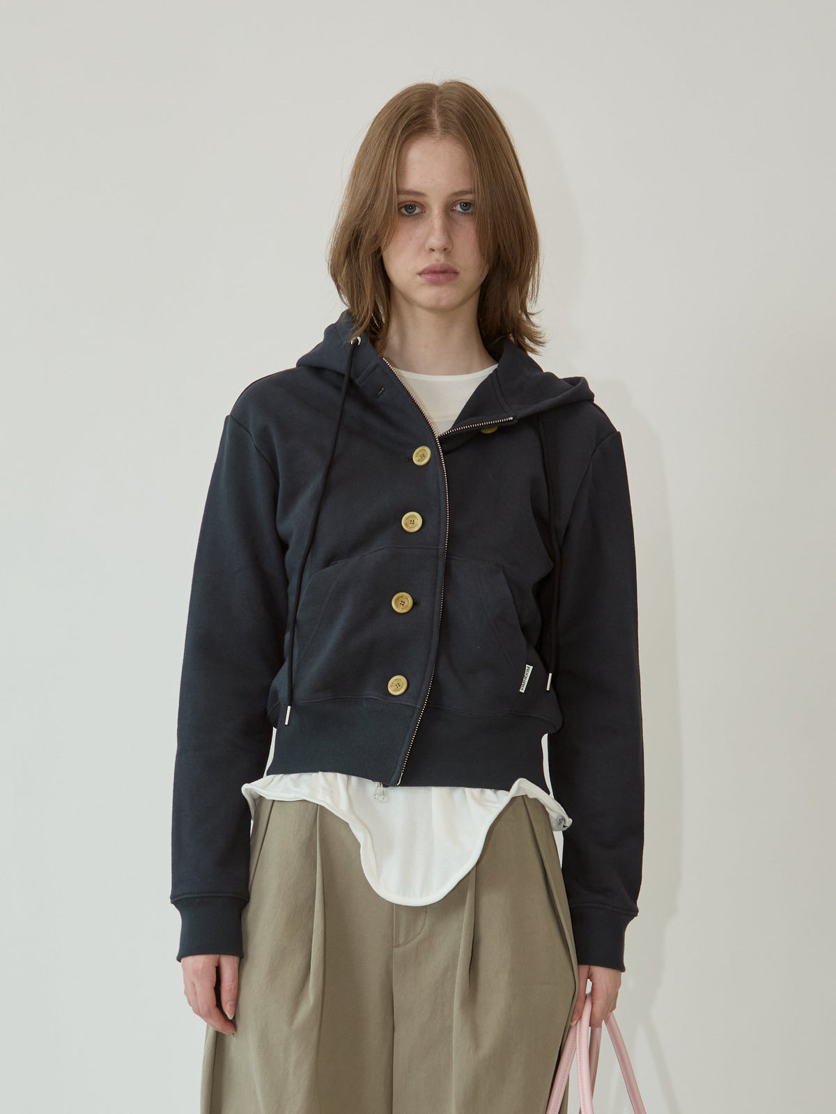 Kimhe Kim - Ash Button Zip-Up Hoodie (Navy) product image 2 | TRAB K-Fashion Australia