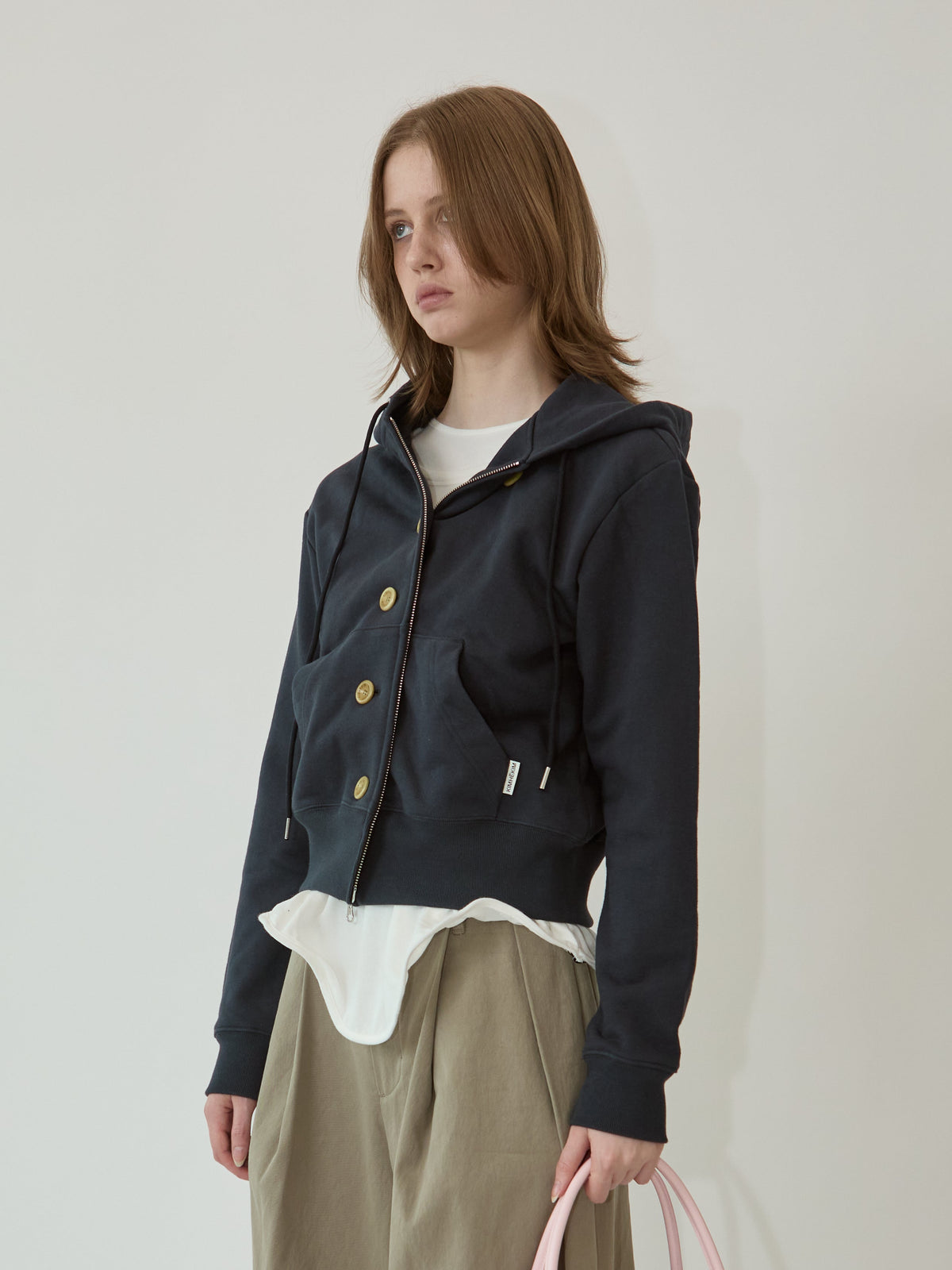 Kimhe Kim - Ash Button Zip-Up Hoodie (Navy) product image 3 | TRAB K-Fashion Australia