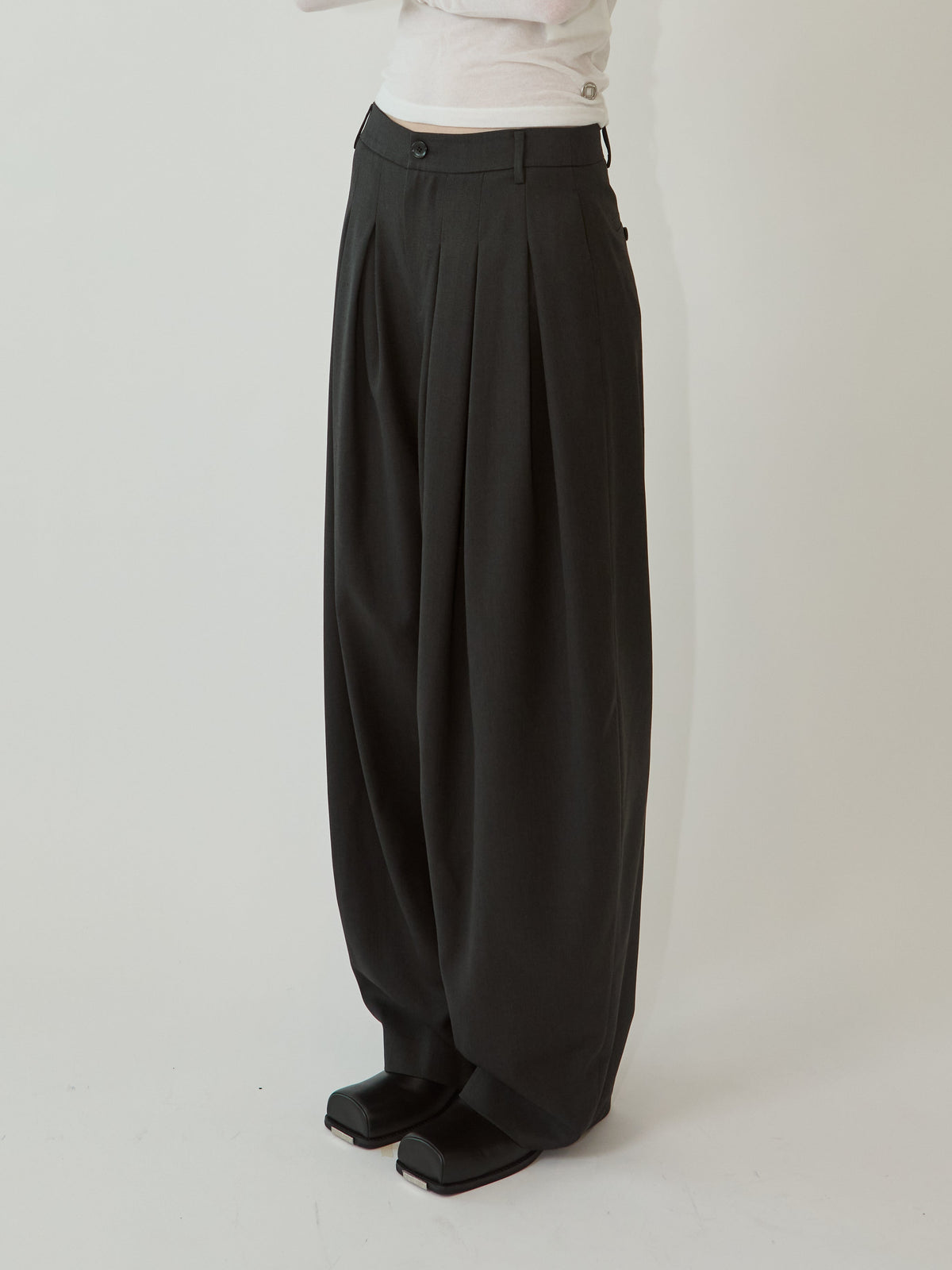 Kimhe Kim - Alex Pintuck Pants (Charcoal) product image 3 | TRAB K-Fashion Australia