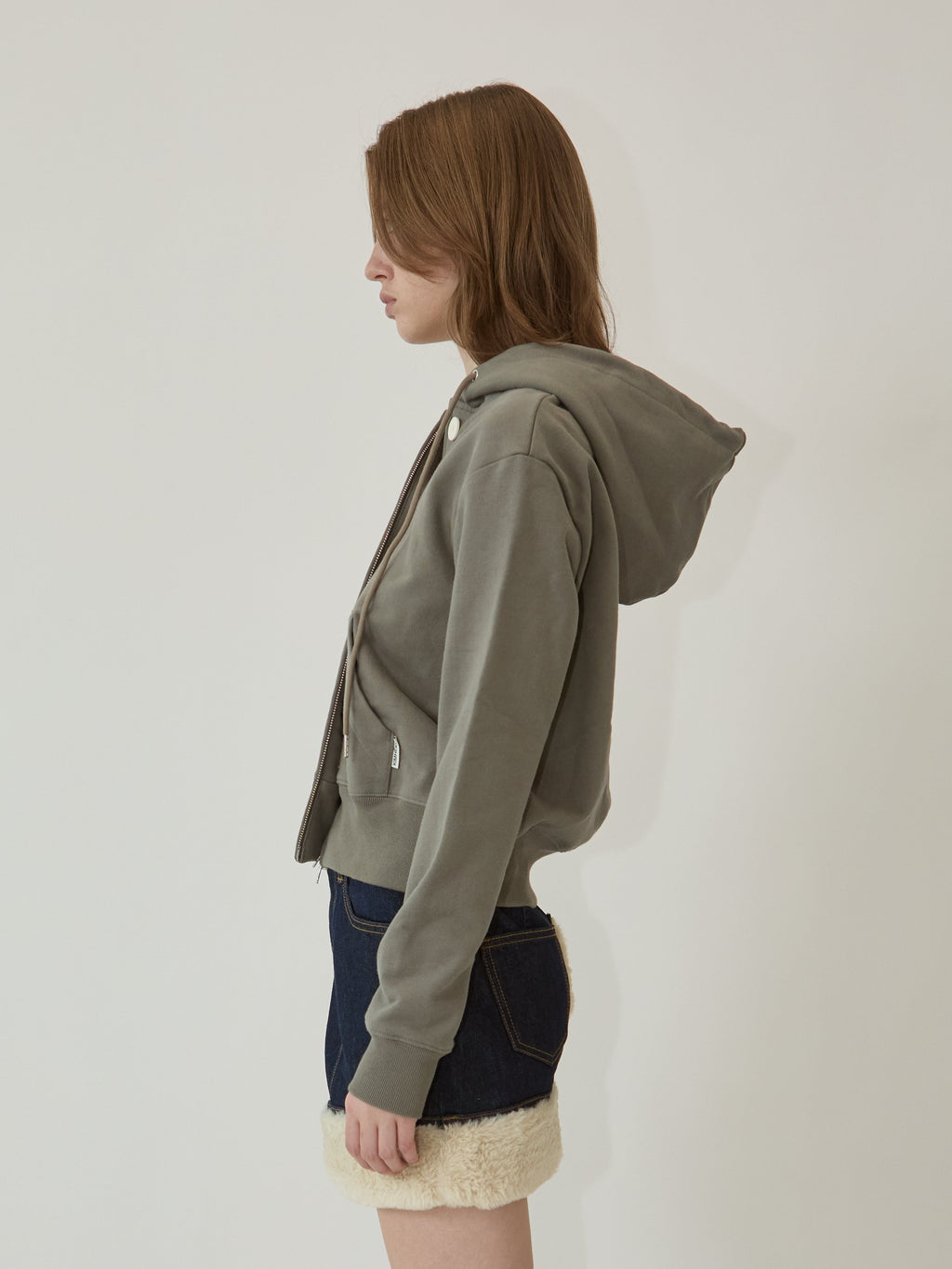 Kimhe Kim - Ash Button Zip-Up Hoodie (Khaki) product image 4 | TRAB K-Fashion Australia