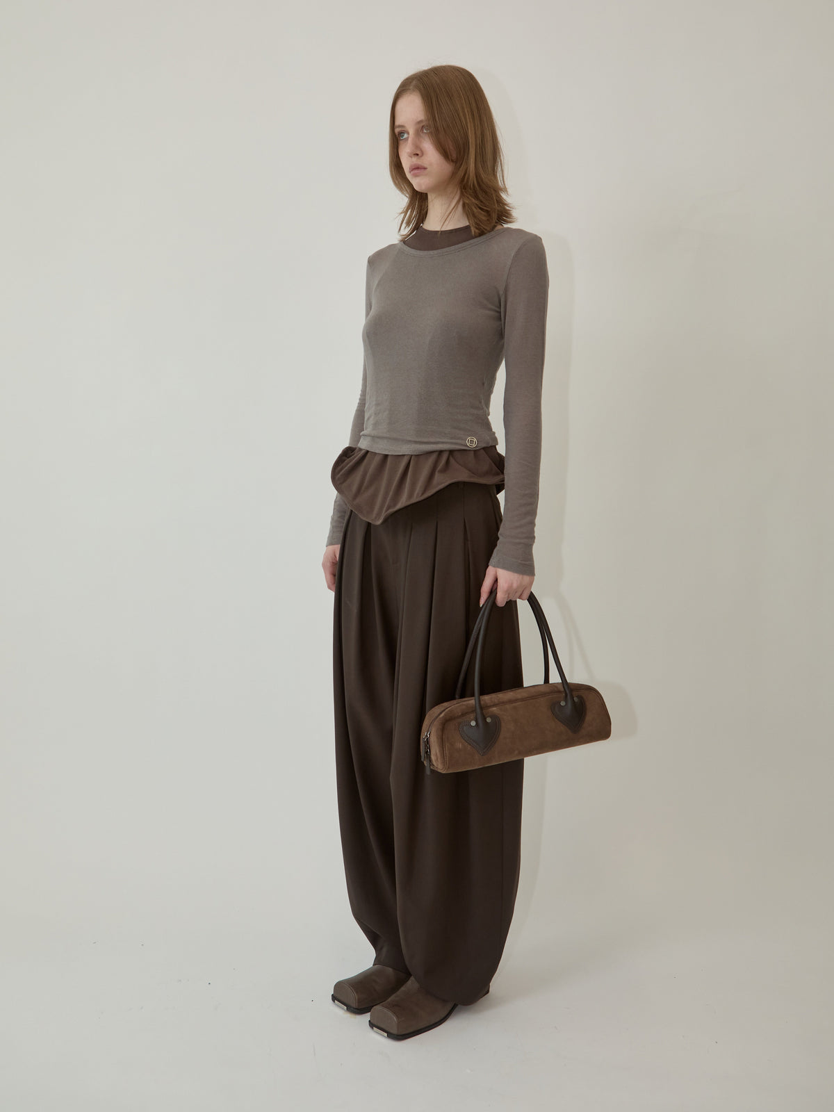 Kimhe Kim - L'amour Suede Flute Bag (Brown) product image 1 | TRAB K-Fashion Australia