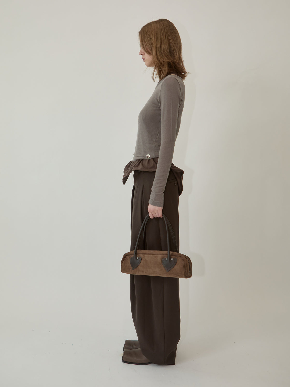 Kimhe Kim - L'amour Suede Flute Bag (Brown) product image 2 | TRAB K-Fashion Australia