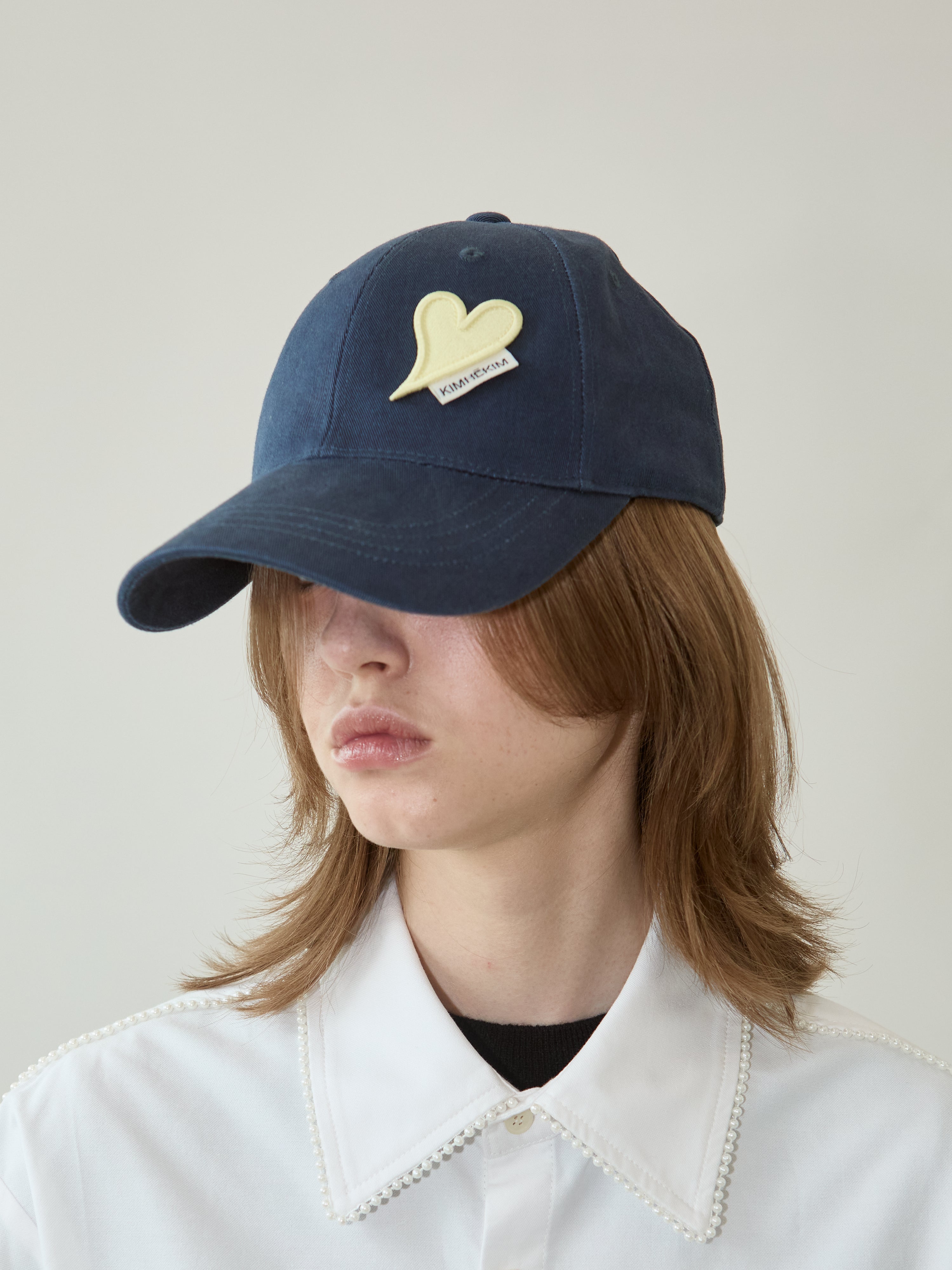 Kimhe Kim - Heart Patch Ball Cap (Navy/Yellow) product image 2 | TRAB K-Fashion Australia