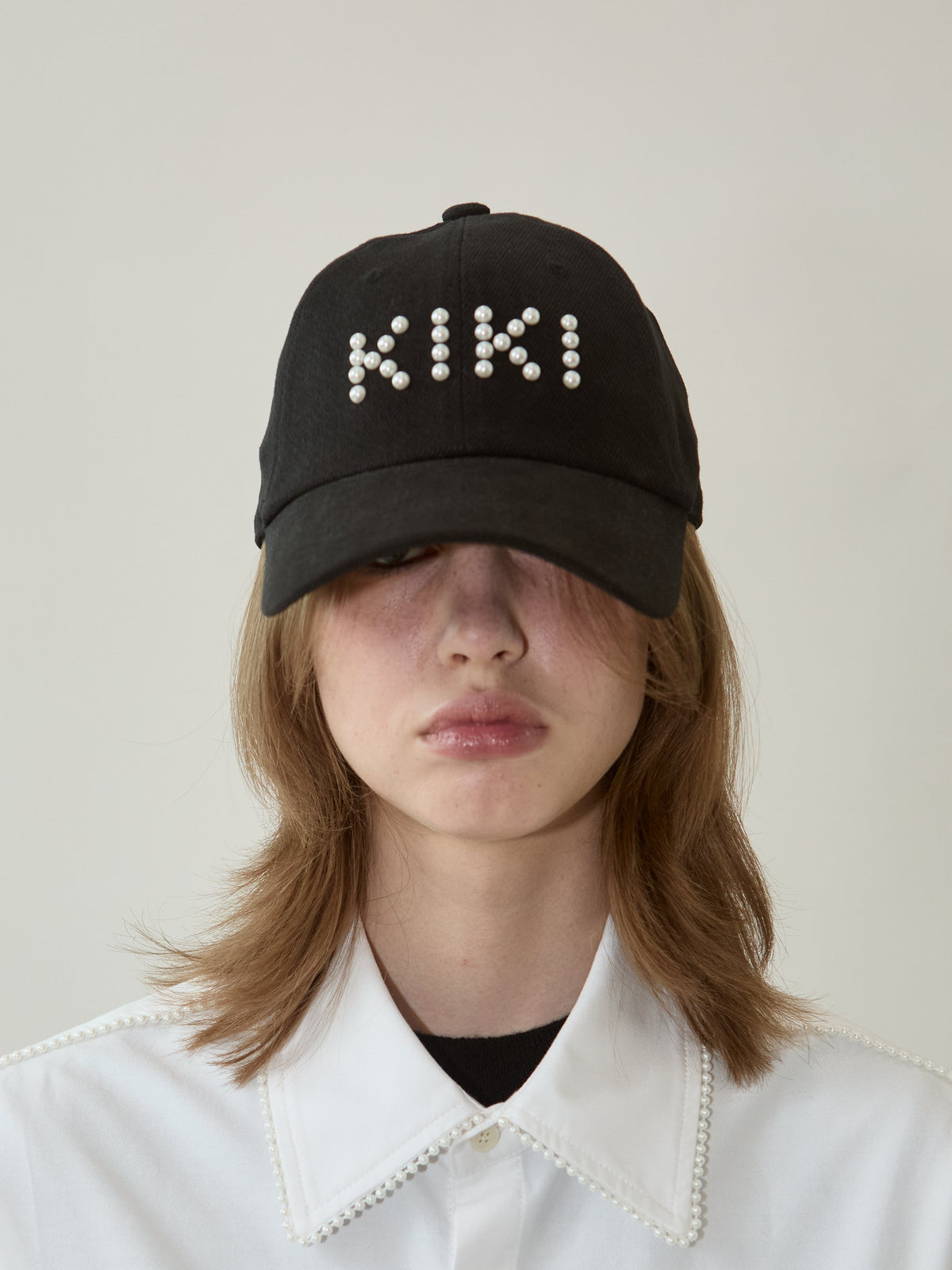 Kimhe Kim - Kiki Pearl Embellished Ball Cap (Black) product image 1 | TRAB K-Fashion Australia