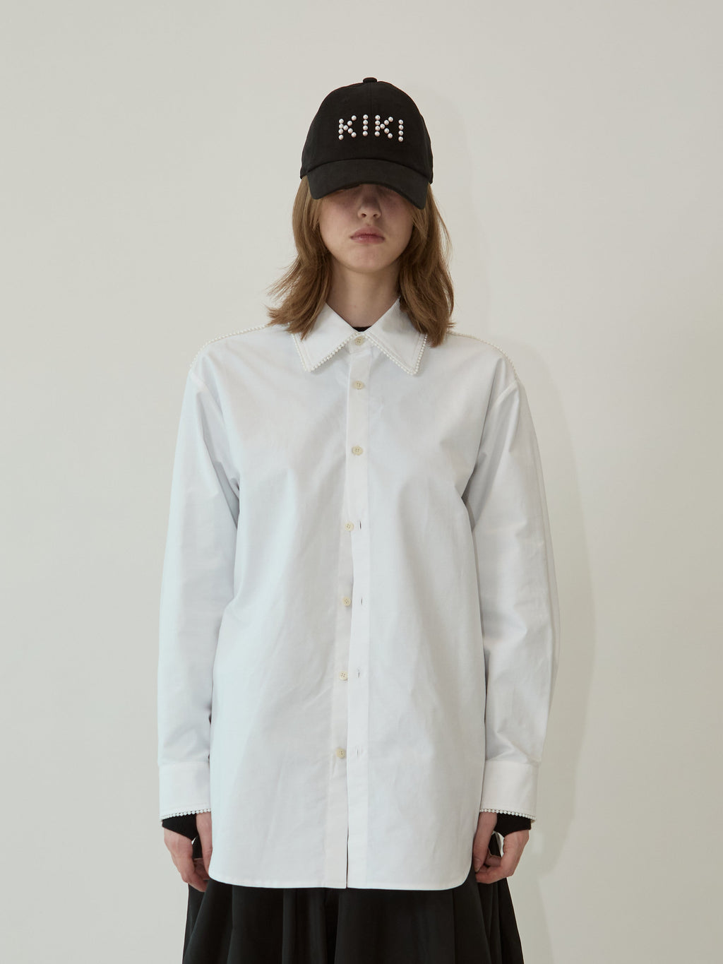 Kimhe Kim - Pearl Trimmed Shirt (White) product image 2 | TRAB K-Fashion Australia