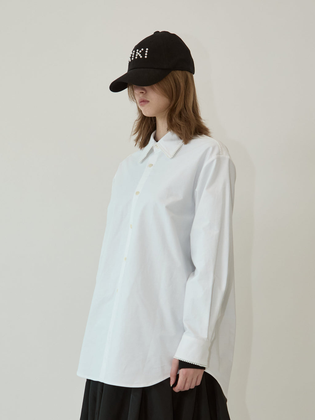 Kimhe Kim - Pearl Trimmed Shirt (White) product image 3 | TRAB K-Fashion Australia
