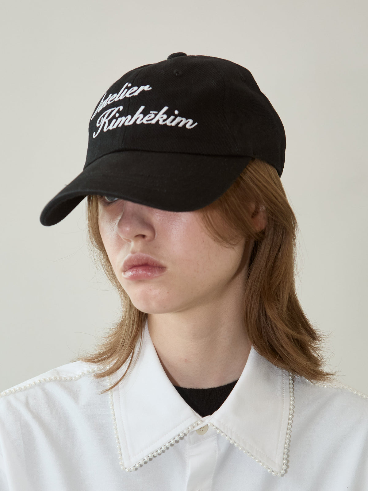 Kimhe Kim - Washed Atelier Embroidered Denim Ball Cap (Black) product image 2 | TRAB K-Fashion Australia