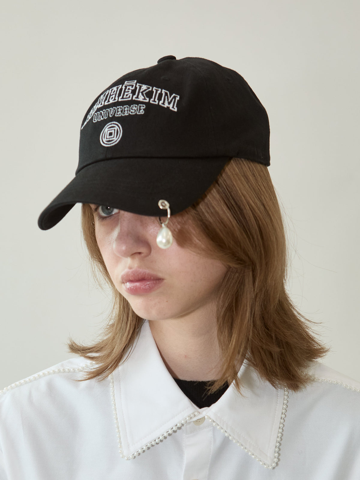 Kimhe Kim - Pearl Pierced Baseball Cap (Black) product image 2 | TRAB K-Fashion Australia
