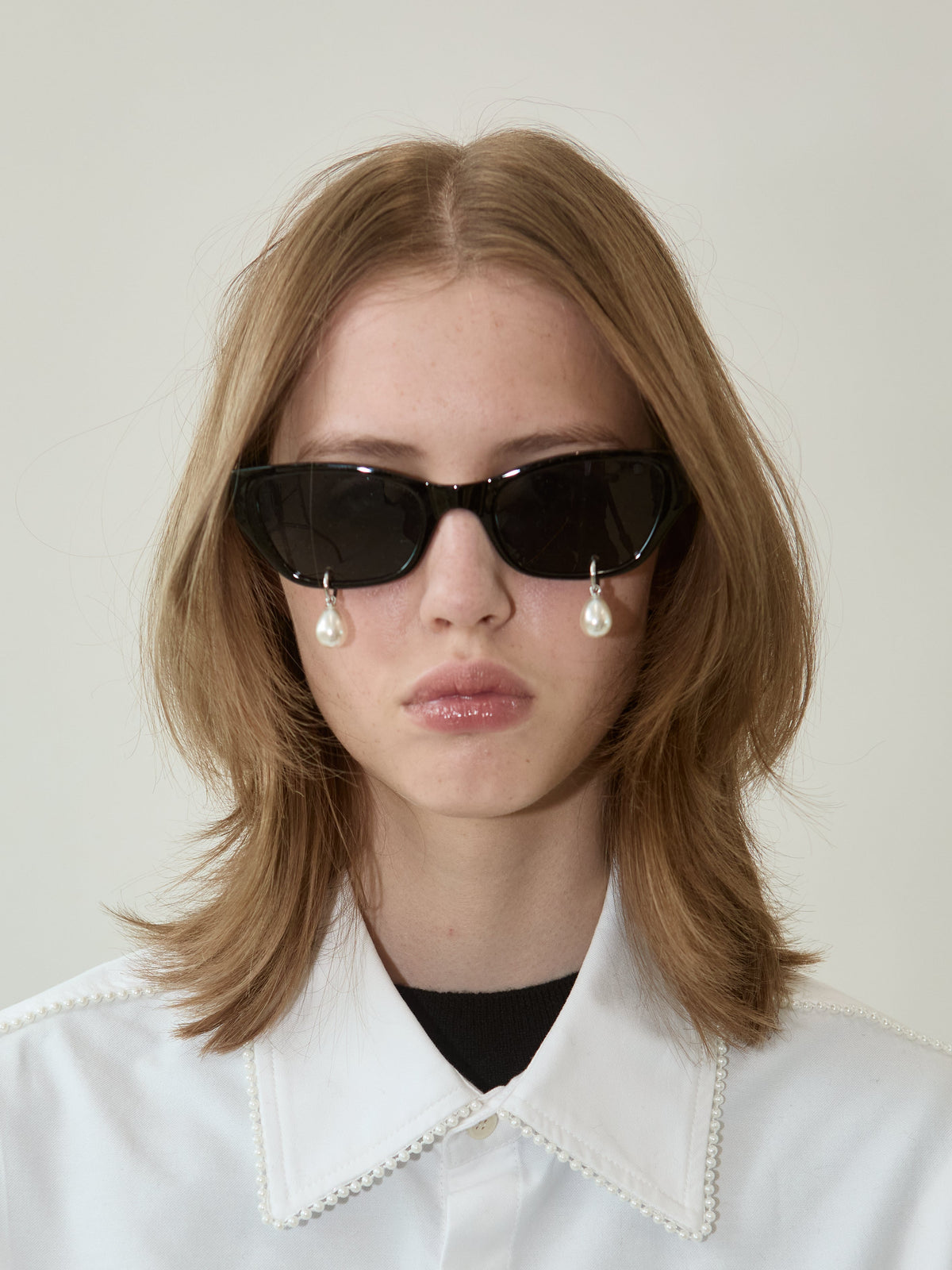 Kimhe Kim - Pearl Tears Cat-Eye Sunglasses (Black) product image 1 | TRAB K-Fashion Australia