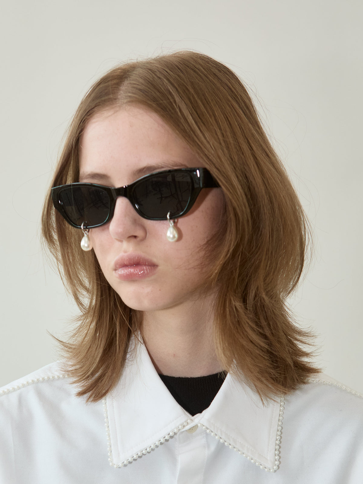 Kimhe Kim - Pearl Tears Cat-Eye Sunglasses (Black) product image 2 | TRAB K-Fashion Australia