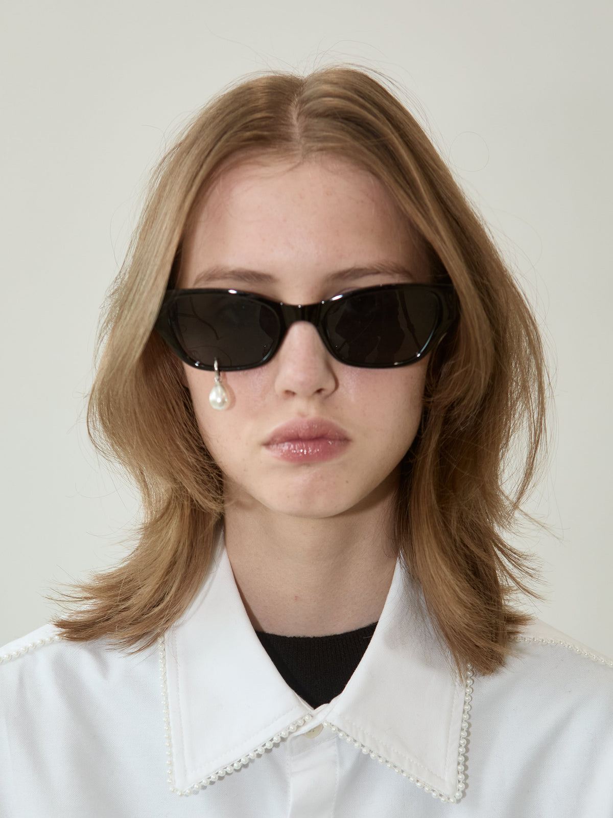 Kimhe Kim - Pearl Tear Cat-Eye Sunglasses (Black) product image 1 | TRAB K-Fashion Australia