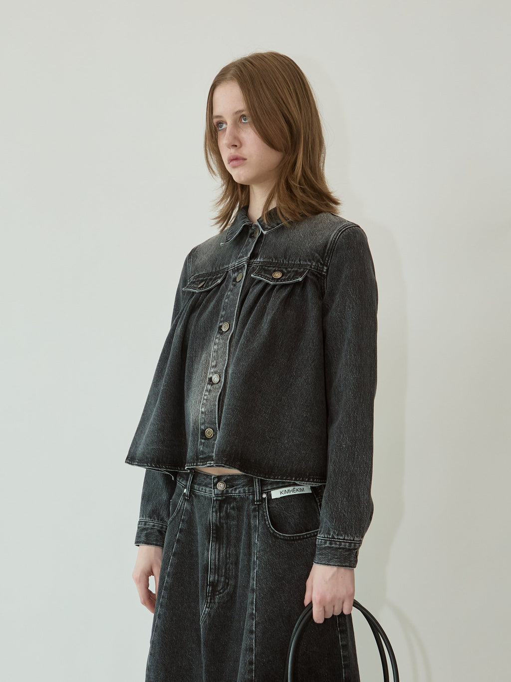 Kimhe Kim - Julia Shirring Denim Jacket (Black) product image 3 | TRAB K-Fashion Australia
