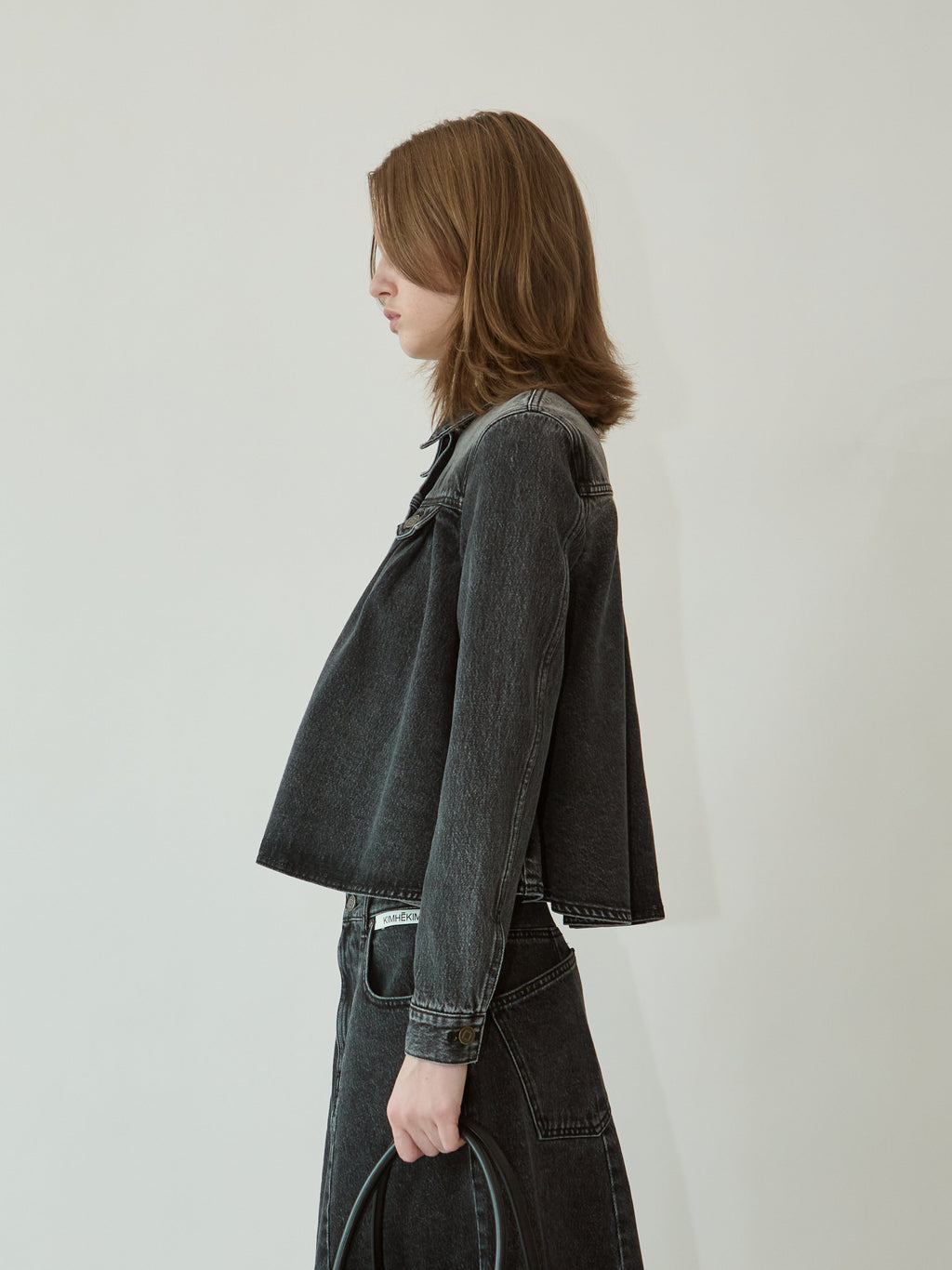 Kimhe Kim - Julia Shirring Denim Jacket (Black) product image 4 | TRAB K-Fashion Australia