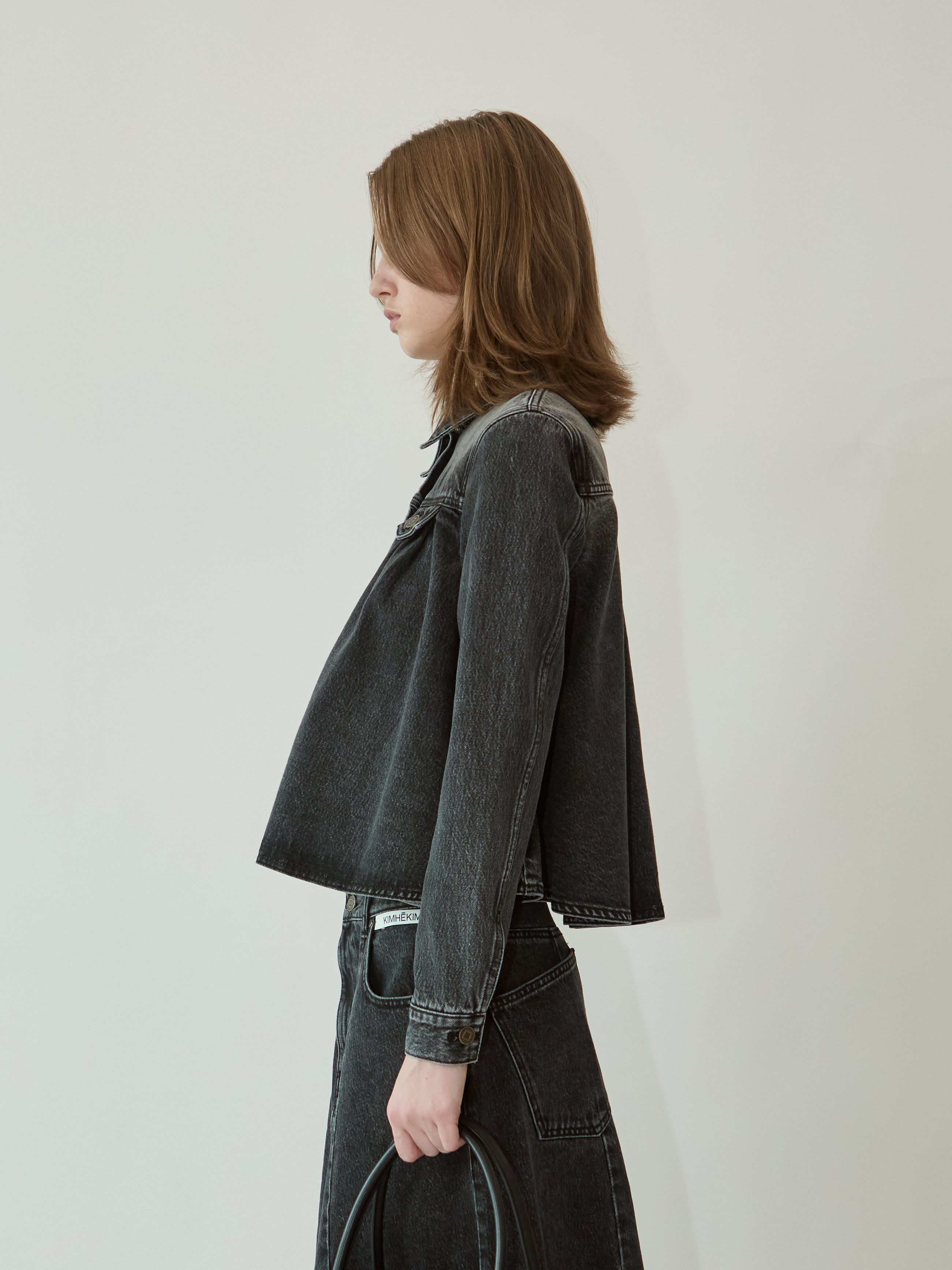 Kimhe Kim - Julia Shirring Denim Jacket (Black) product image 4 | TRAB K-Fashion Australia