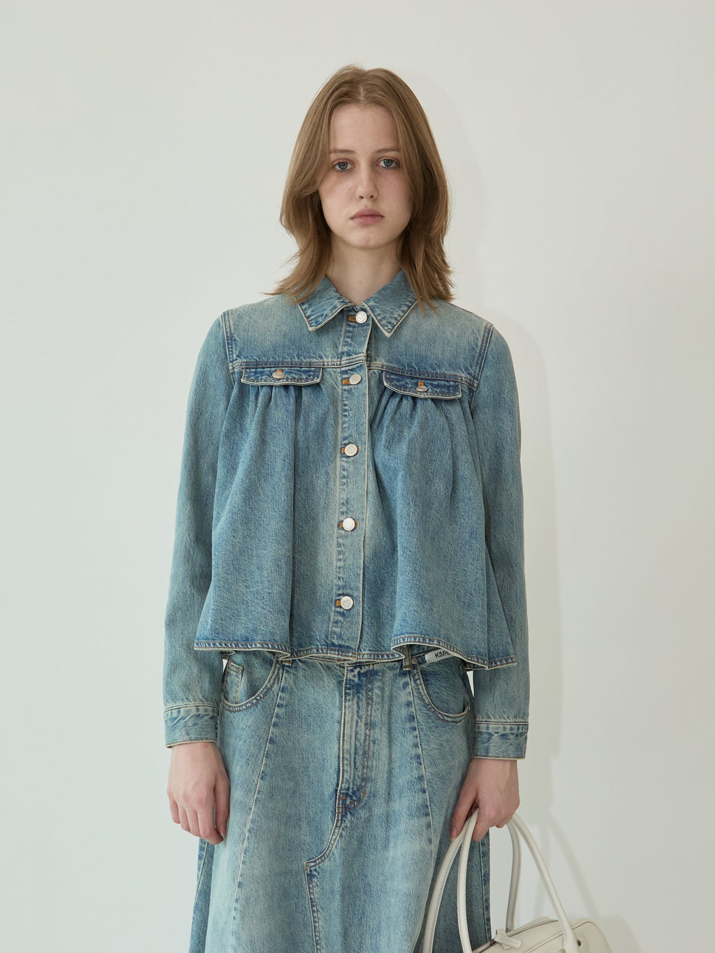 Kimhe Kim - Julia Shirring Denim Jacket (Blue) product image 2 | TRAB K-Fashion Australia