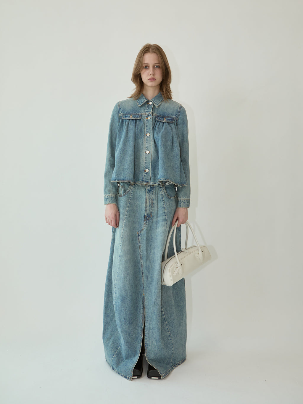 Kimhe Kim - Julia Shirring Denim Jacket (Blue) product image 1 | TRAB K-Fashion Australia