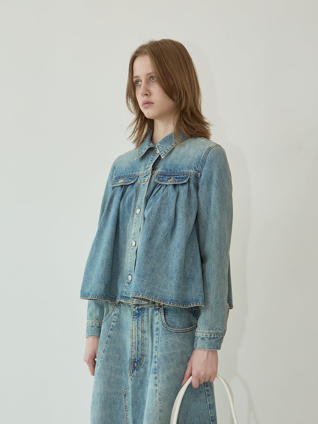 Kimhe Kim - Julia Shirring Denim Jacket (Blue) product image 3 | TRAB K-Fashion Australia