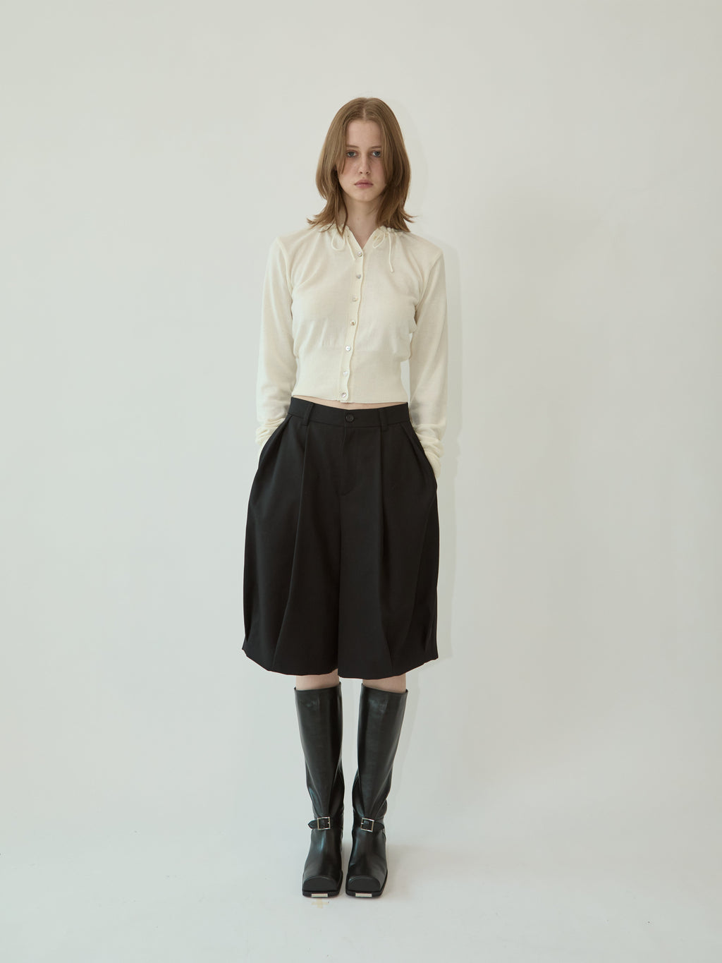 Kimhe Kim - Wool-Blended Alex Bermuda Pants (Black) product image 1 | TRAB K-Fashion Australia