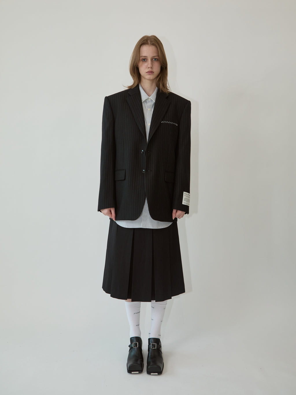 Kimhe Kim - Wool-Blended Alex Pleated Skirt (Black) product image 1 | TRAB K-Fashion Australia