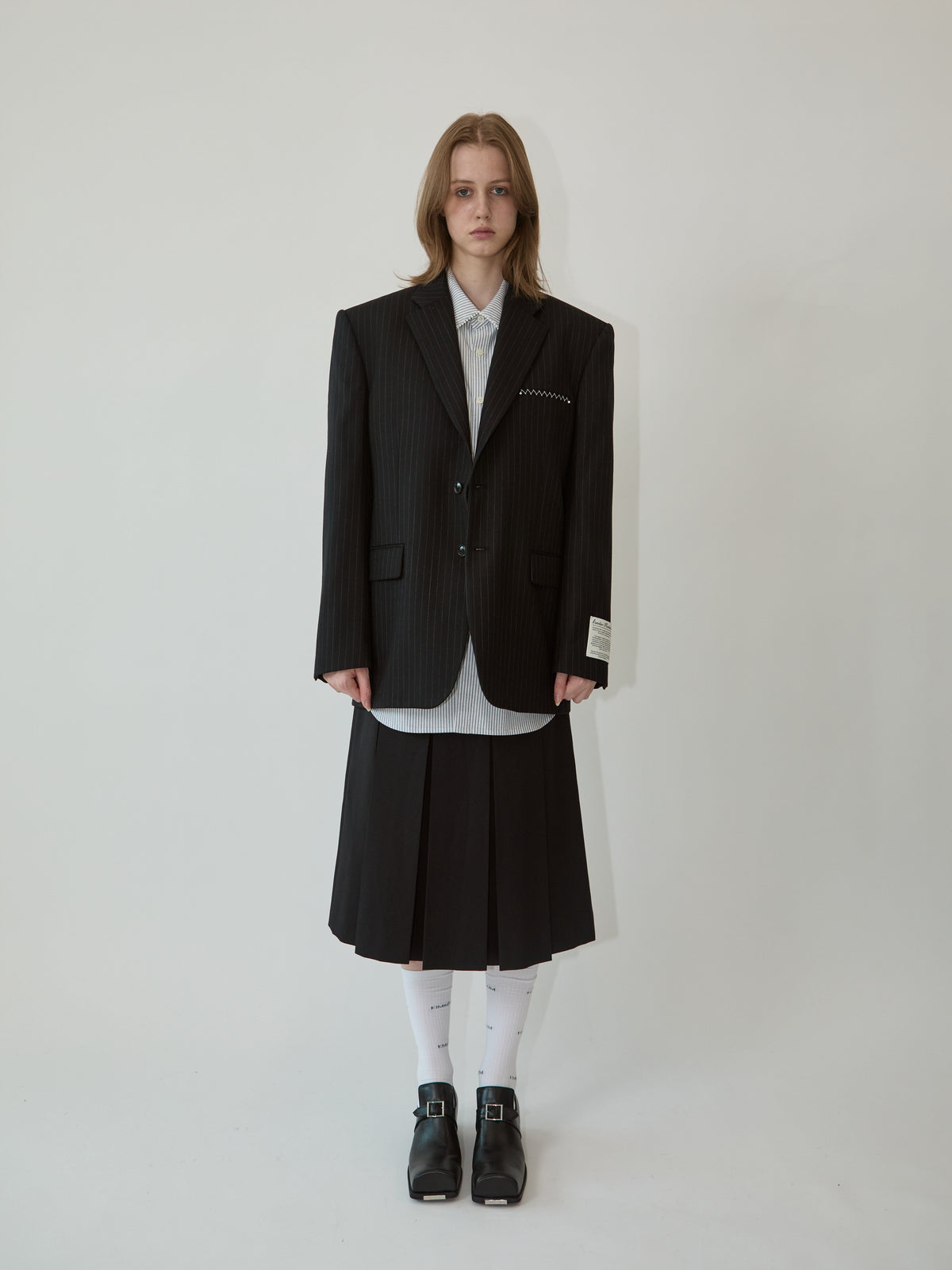 Kimhe Kim - Wool-Blended Alex Pleated Skirt (Black) product image 1 | TRAB K-Fashion Australia