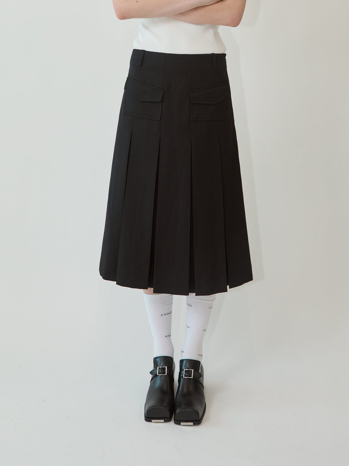 Kimhe Kim - Wool-Blended Alex Pleated Skirt (Black) product image 3 | TRAB K-Fashion Australia