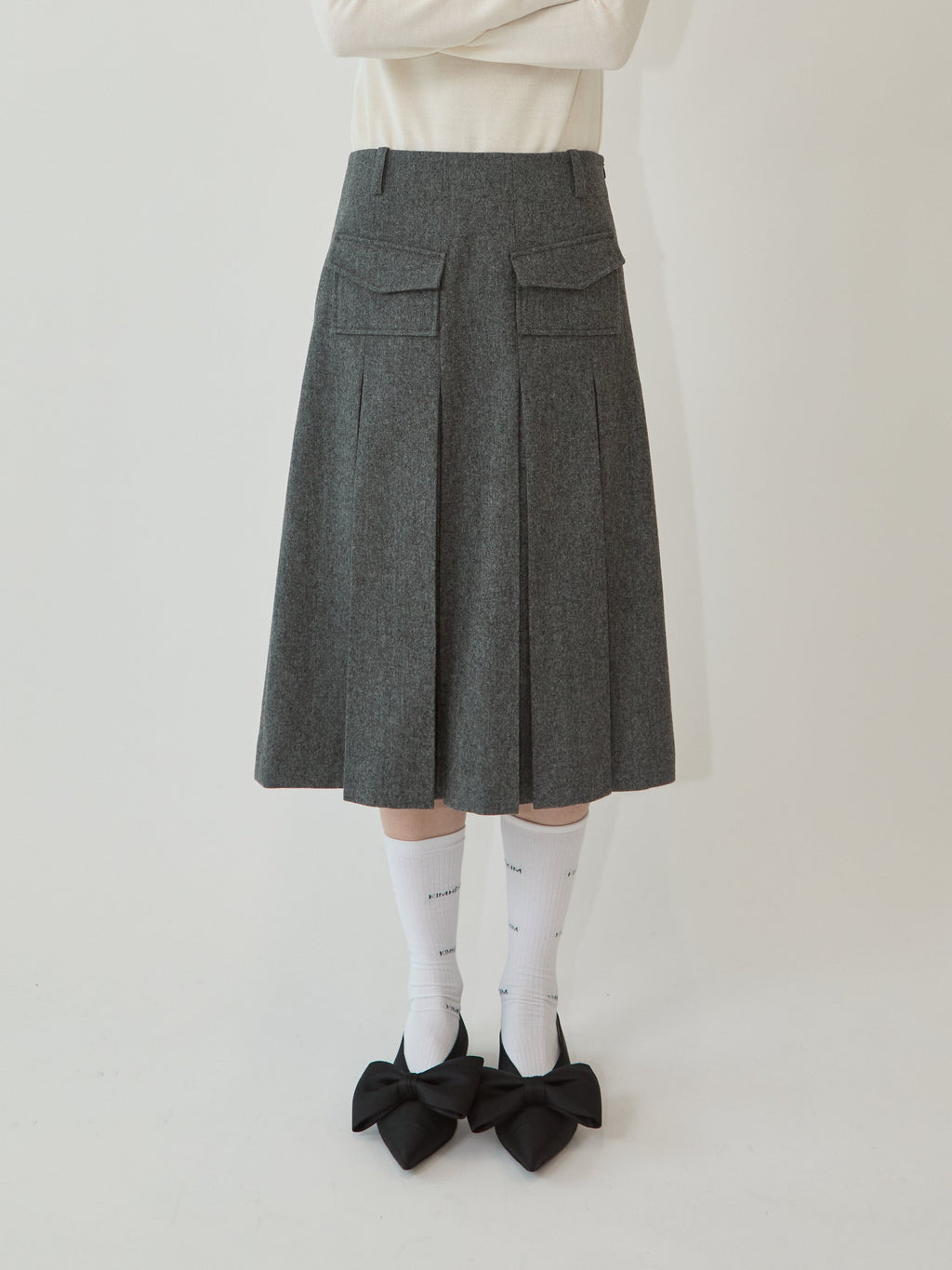 Kimhe Kim - Wool-Blended Alex Pleated Skirt (Grey) product image 2 | TRAB K-Fashion Australia
