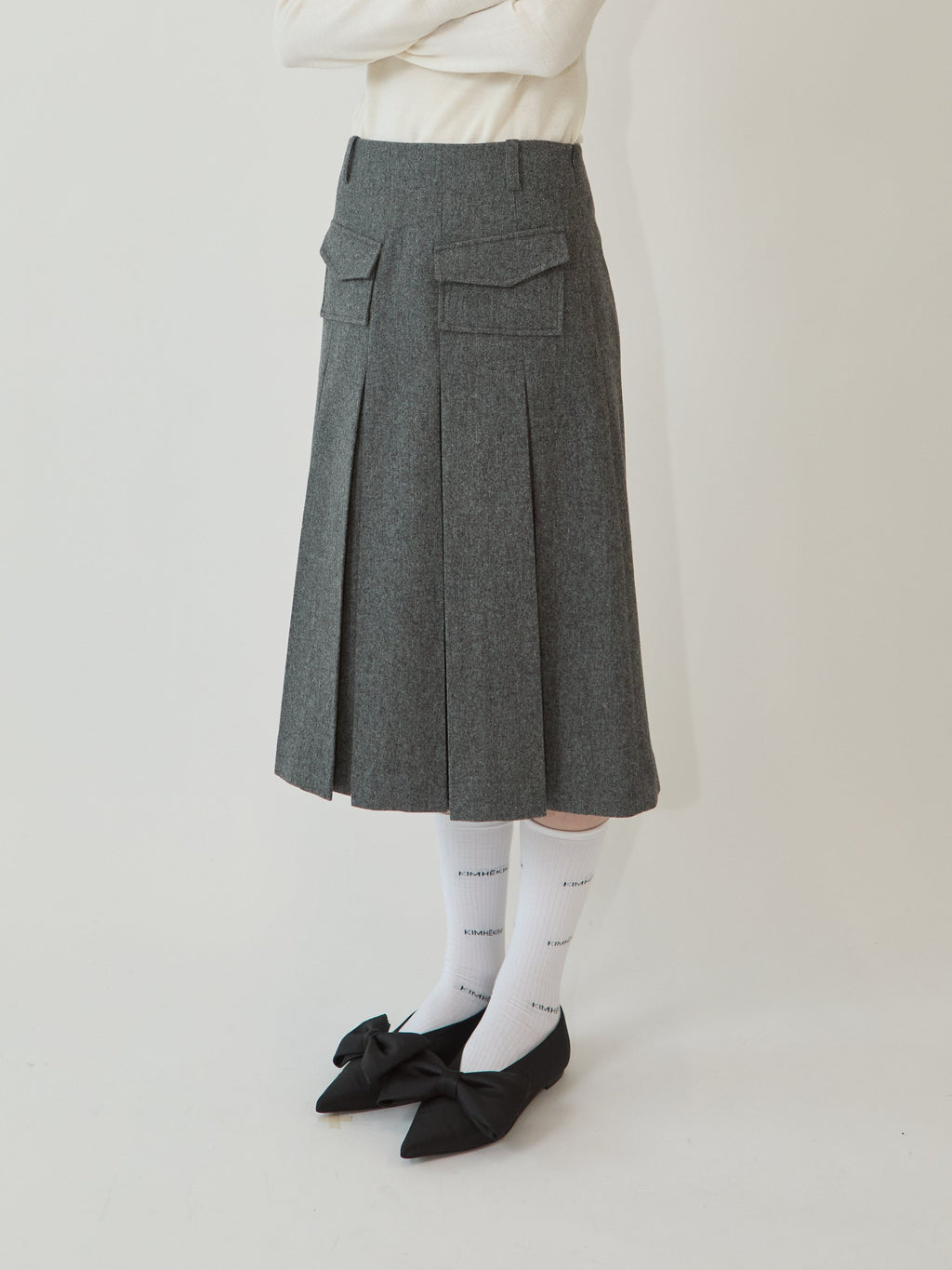 Kimhe Kim - Wool-Blended Alex Pleated Skirt (Grey) product image 3 | TRAB K-Fashion Australia