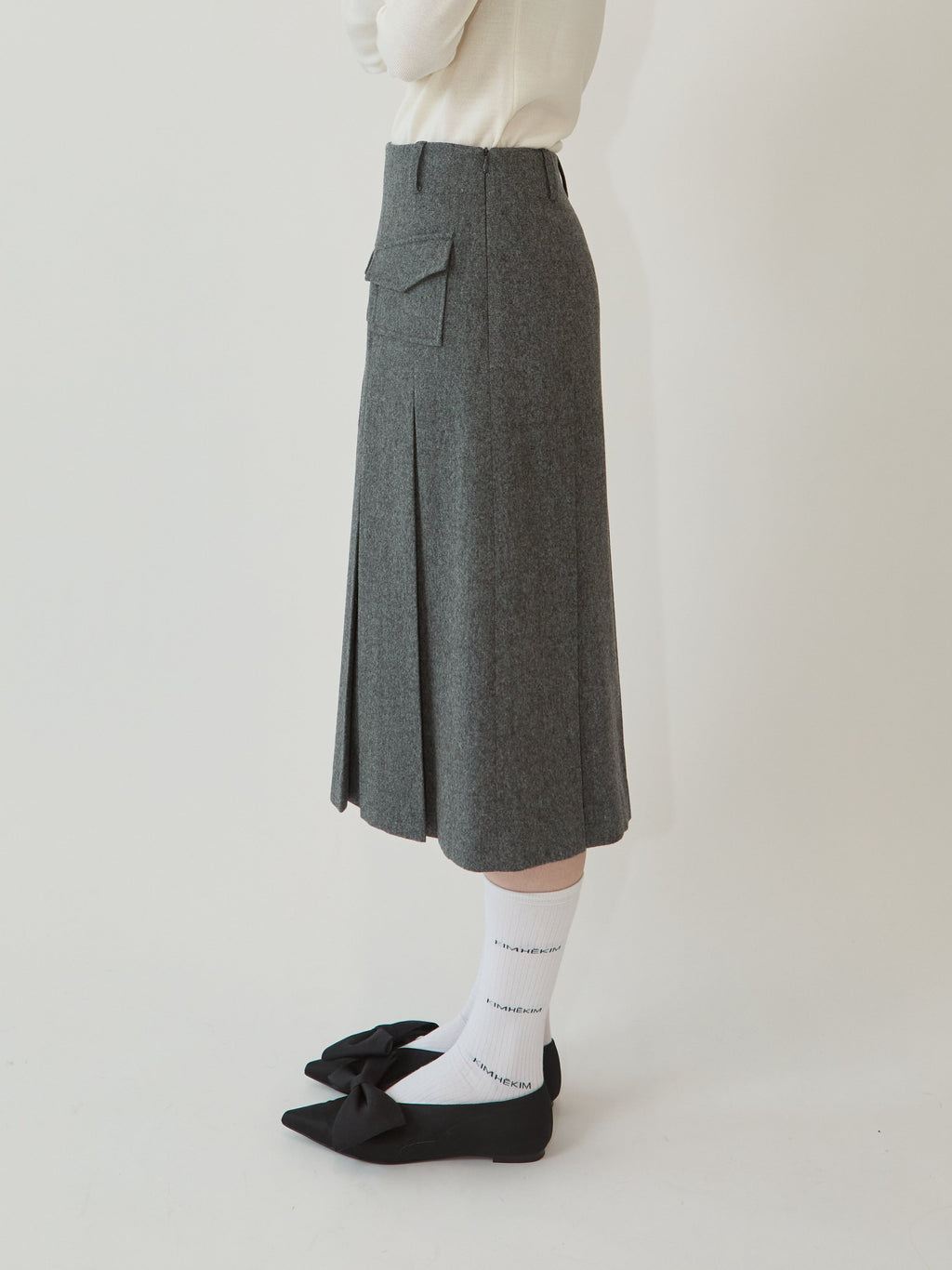 Kimhe Kim - Wool-Blended Alex Pleated Skirt (Grey) product image 4 | TRAB K-Fashion Australia