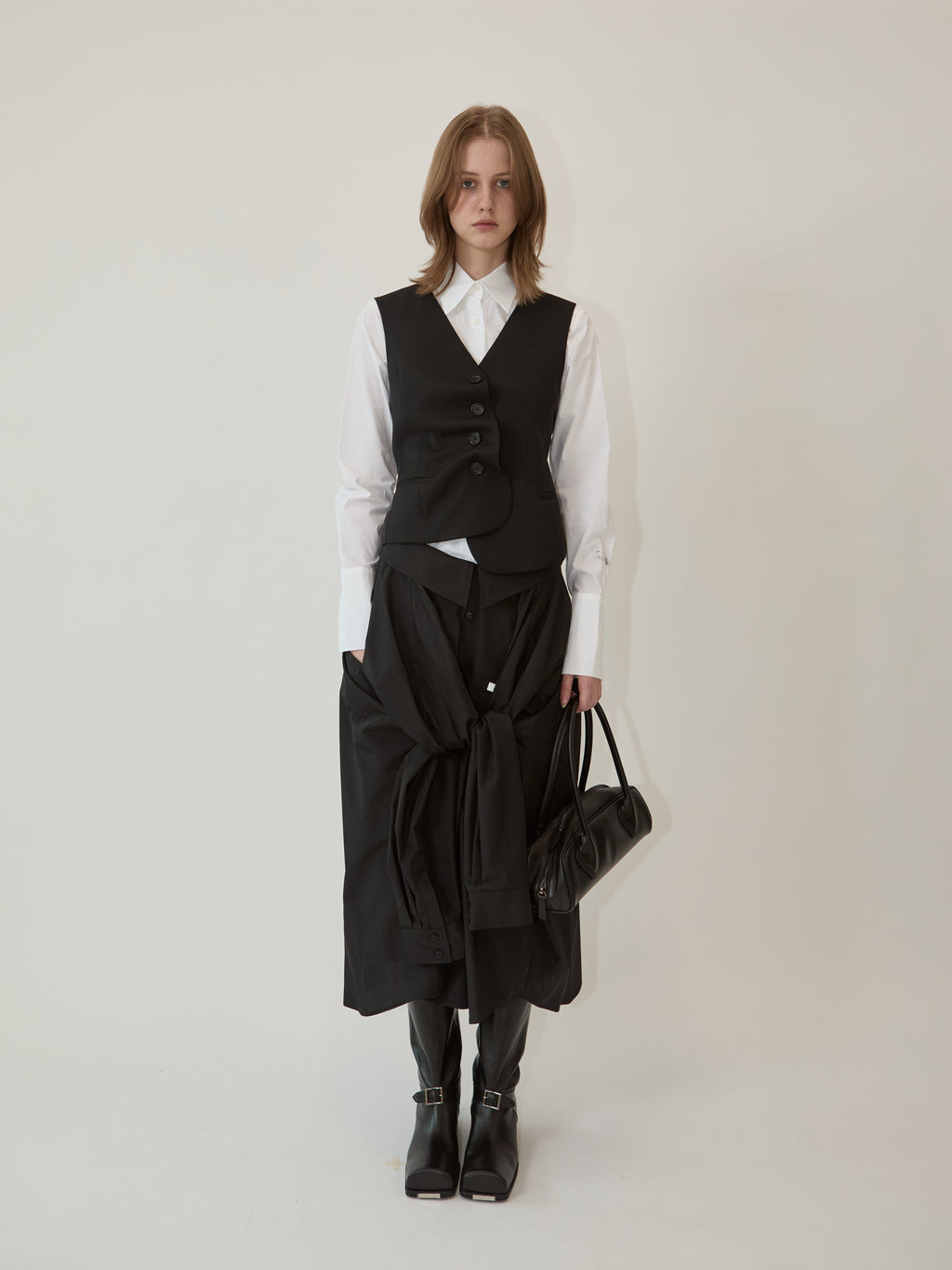Kimhe Kim - Claude Draped Vest (Black) product image 1 | TRAB K-Fashion Australia