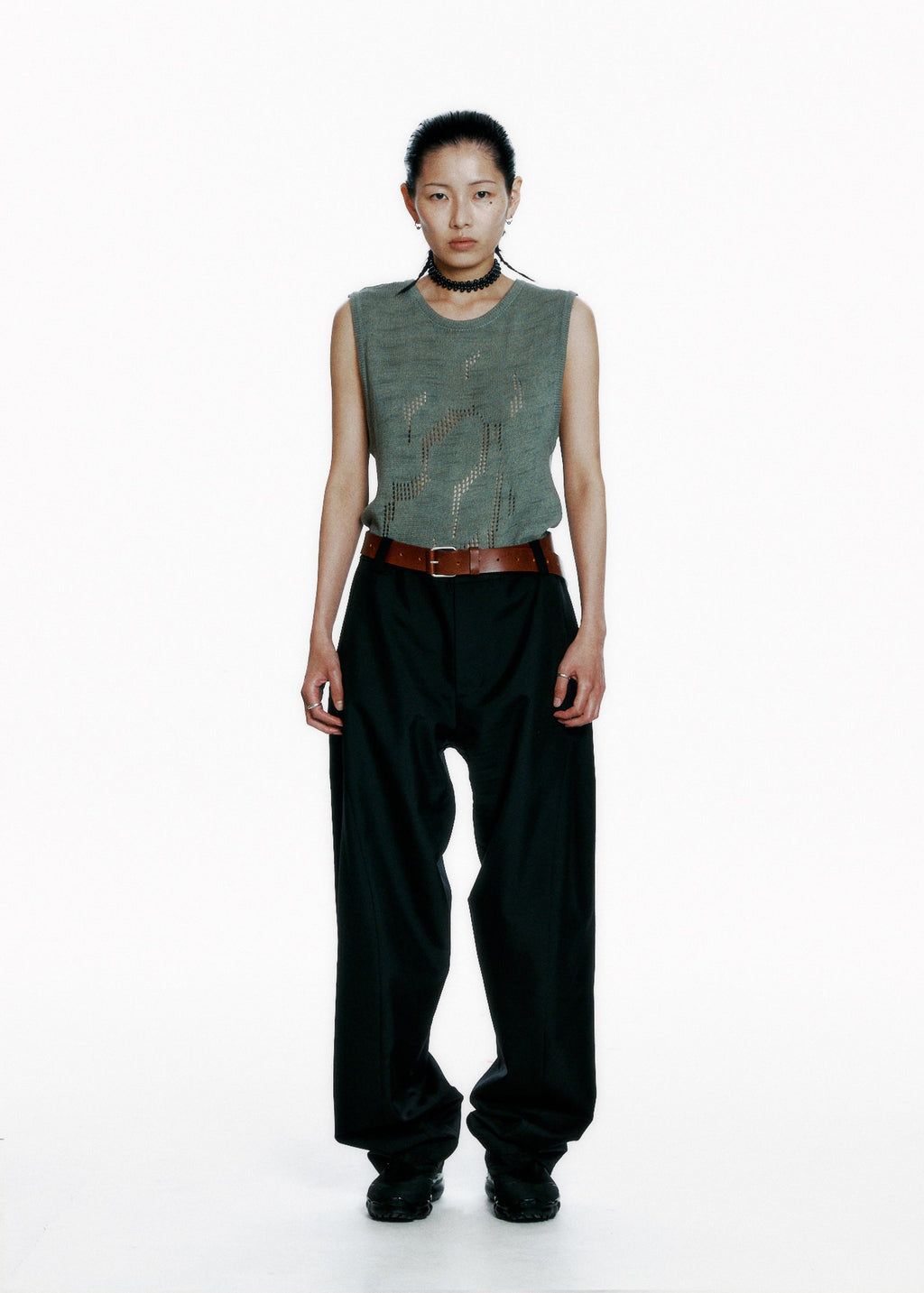 Hyein Seo - Twined Knit Sleeveless (Khaki) product image 1 | TRAB K-Fashion Australia