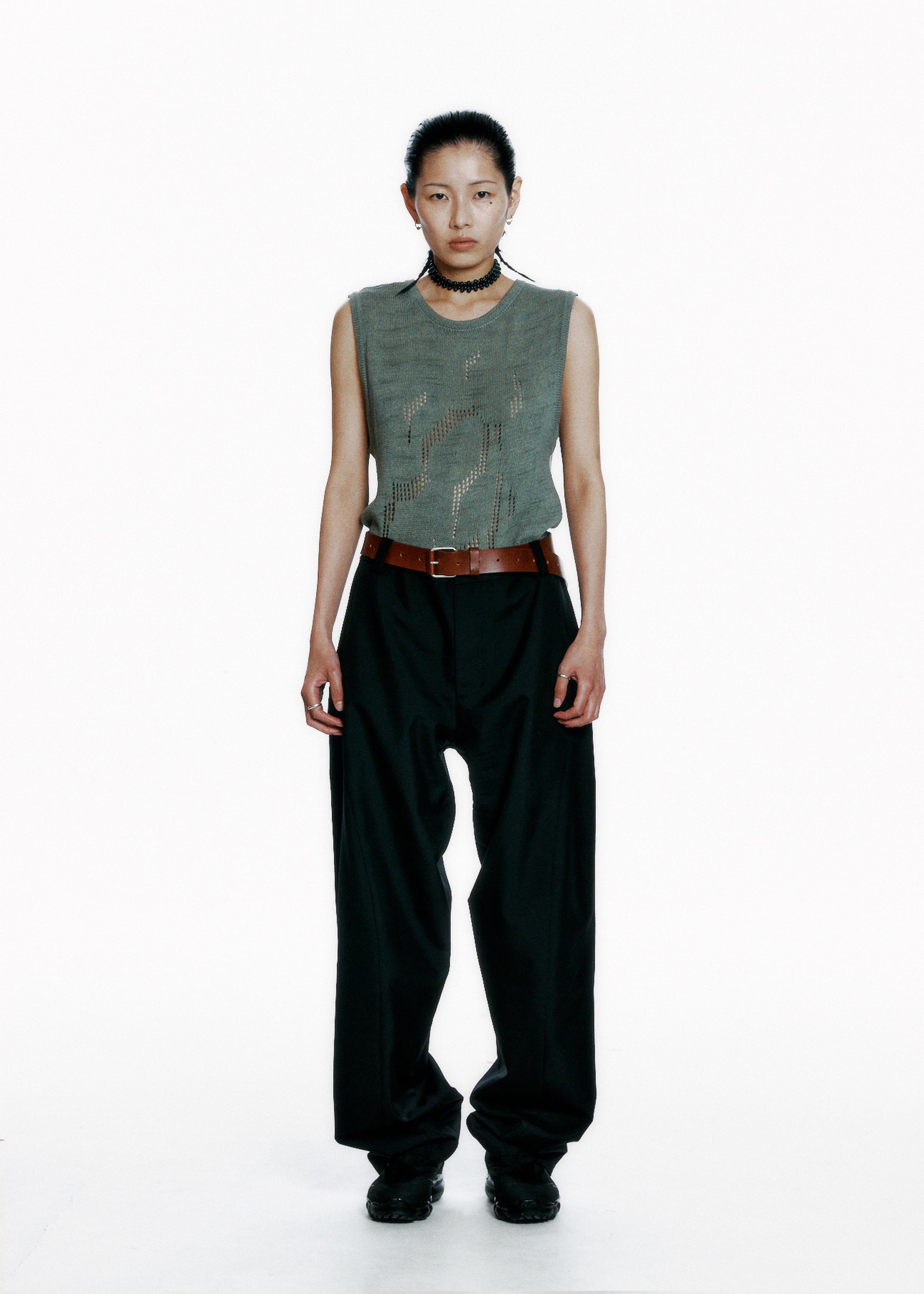 Hyein Seo - Twined Knit Sleeveless (Khaki) product image 1 | TRAB K-Fashion Australia