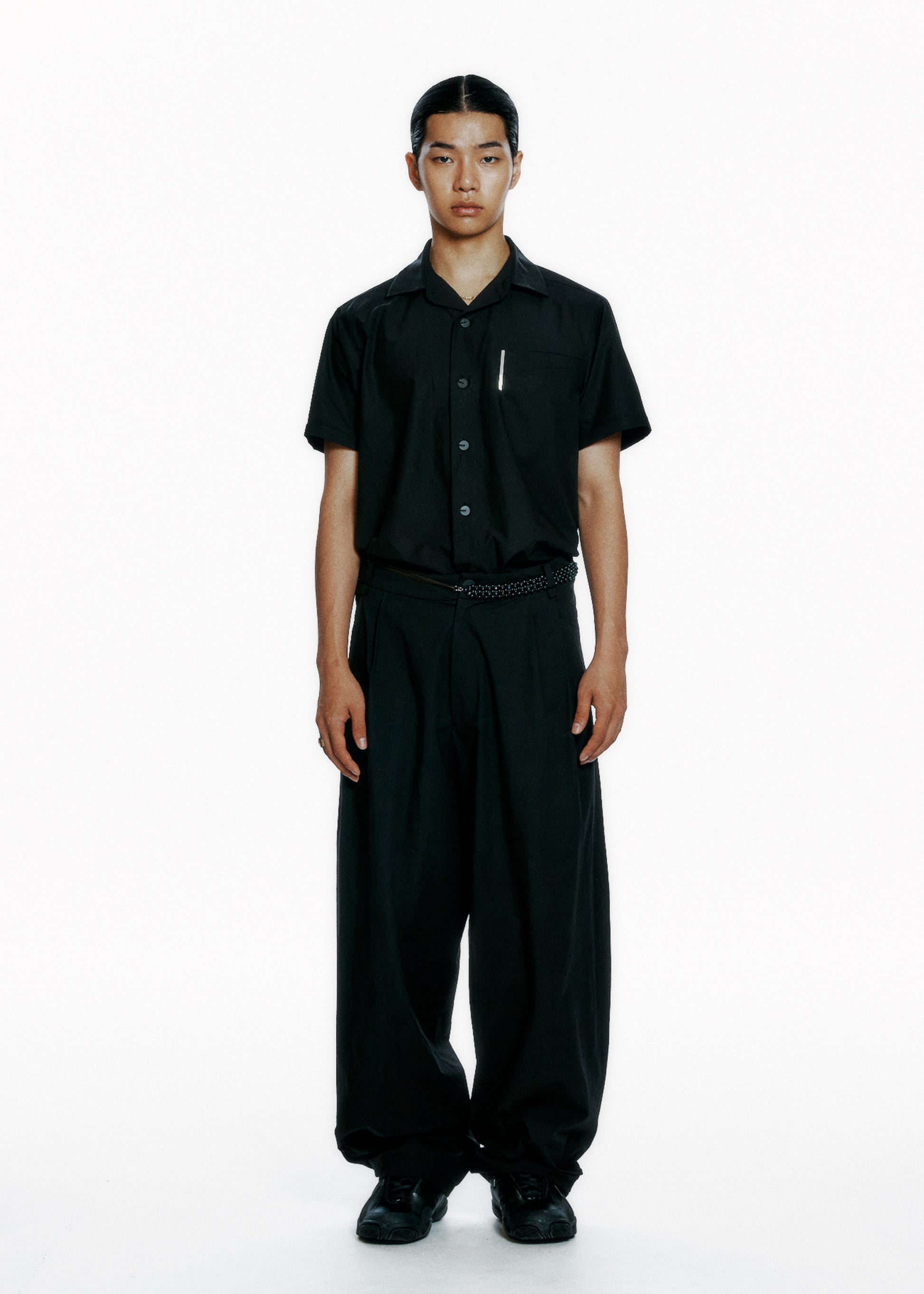 Hyein Seo - Wide Pants w/ Beaded Belt (Black) product image 1 | TRAB K-Fashion Australia