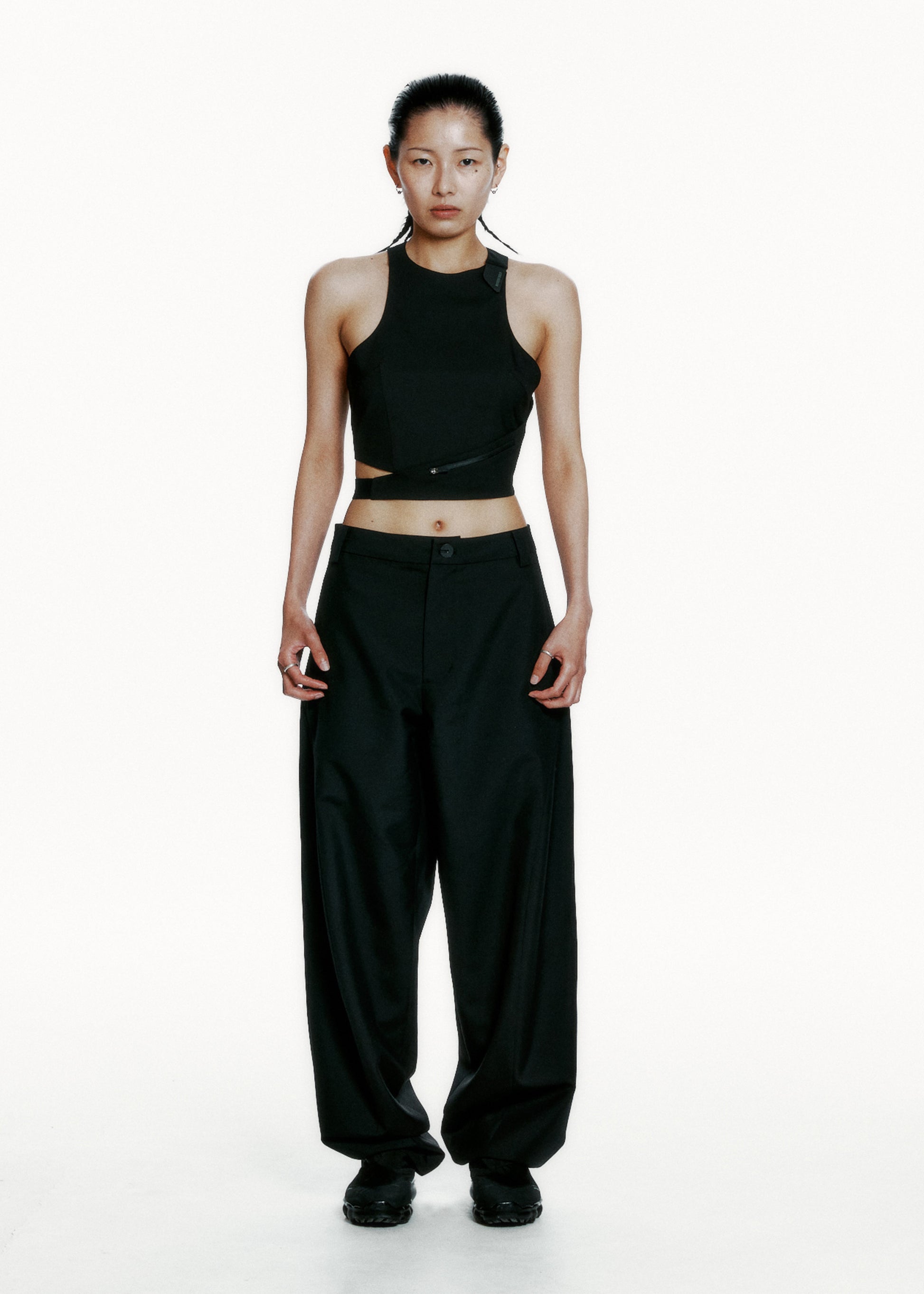 Hyein Seo - Wide Pants w/ Beaded Belt (Black) product image 4 | TRAB K-Fashion Australia