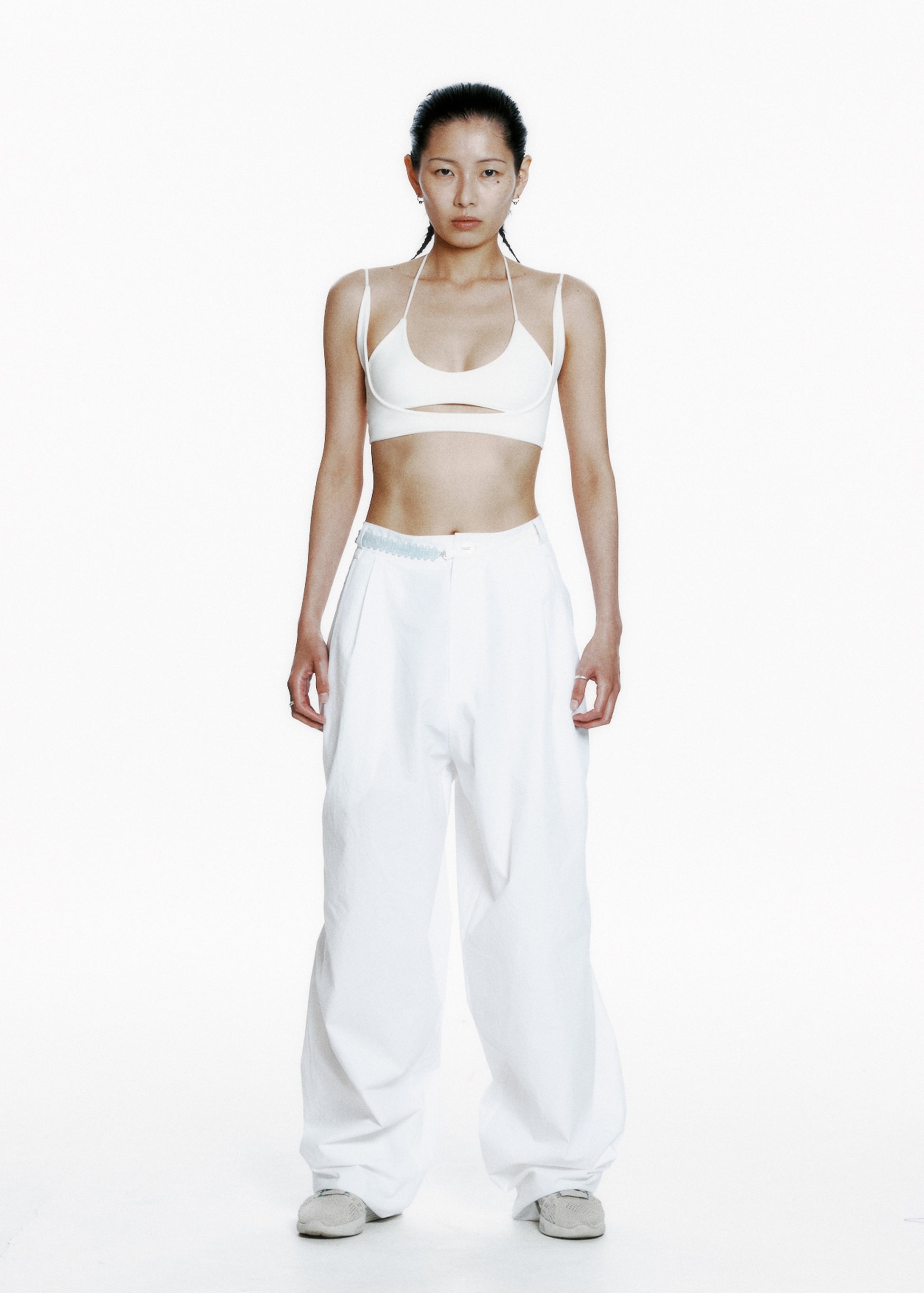 Hyein Seo - Wide Pants w/ Beaded Belt (White) product image 3 | TRAB K-Fashion Australia