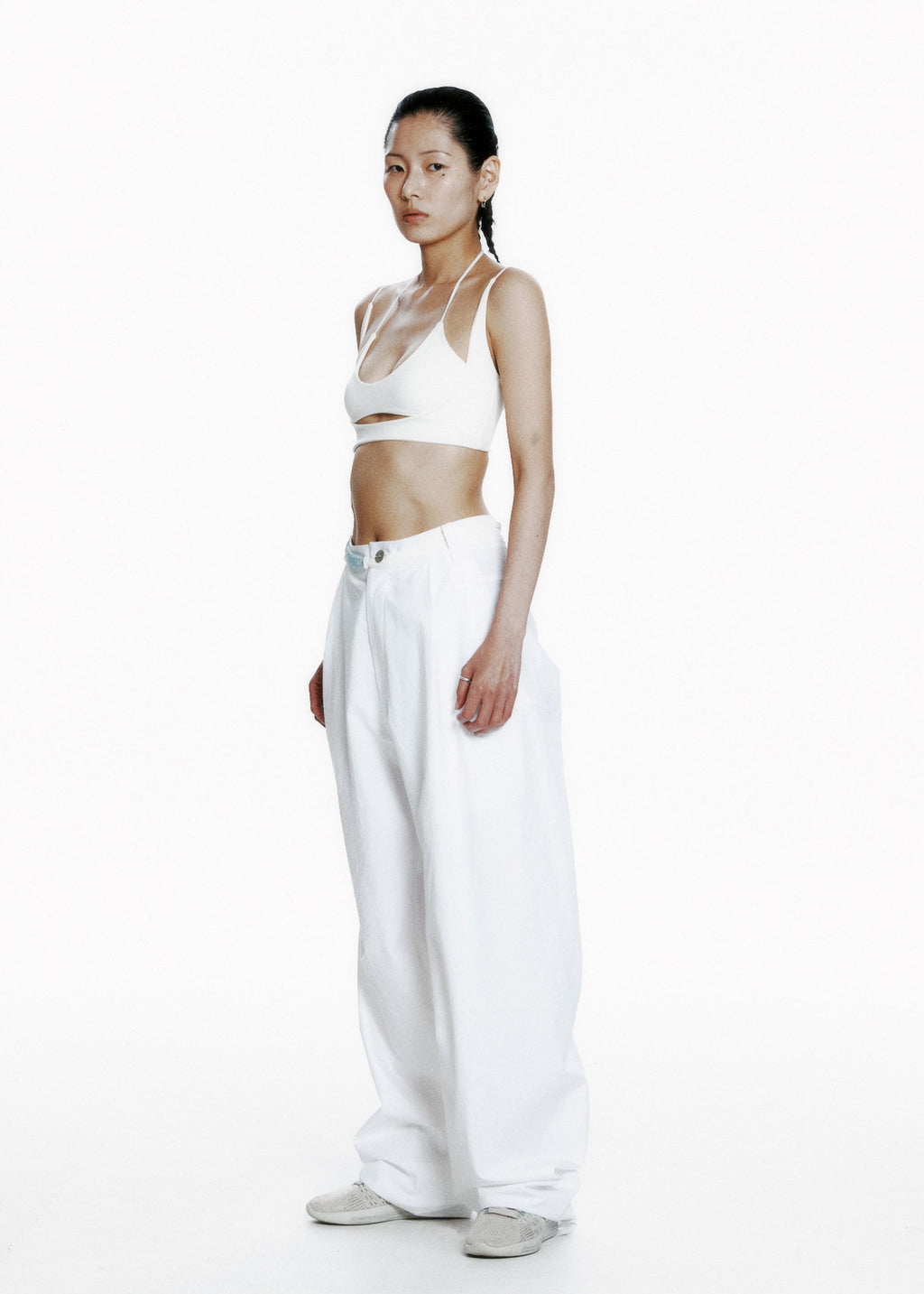 Hyein Seo - Wide Pants w/ Beaded Belt (White) product image 1 | TRAB K-Fashion Australia