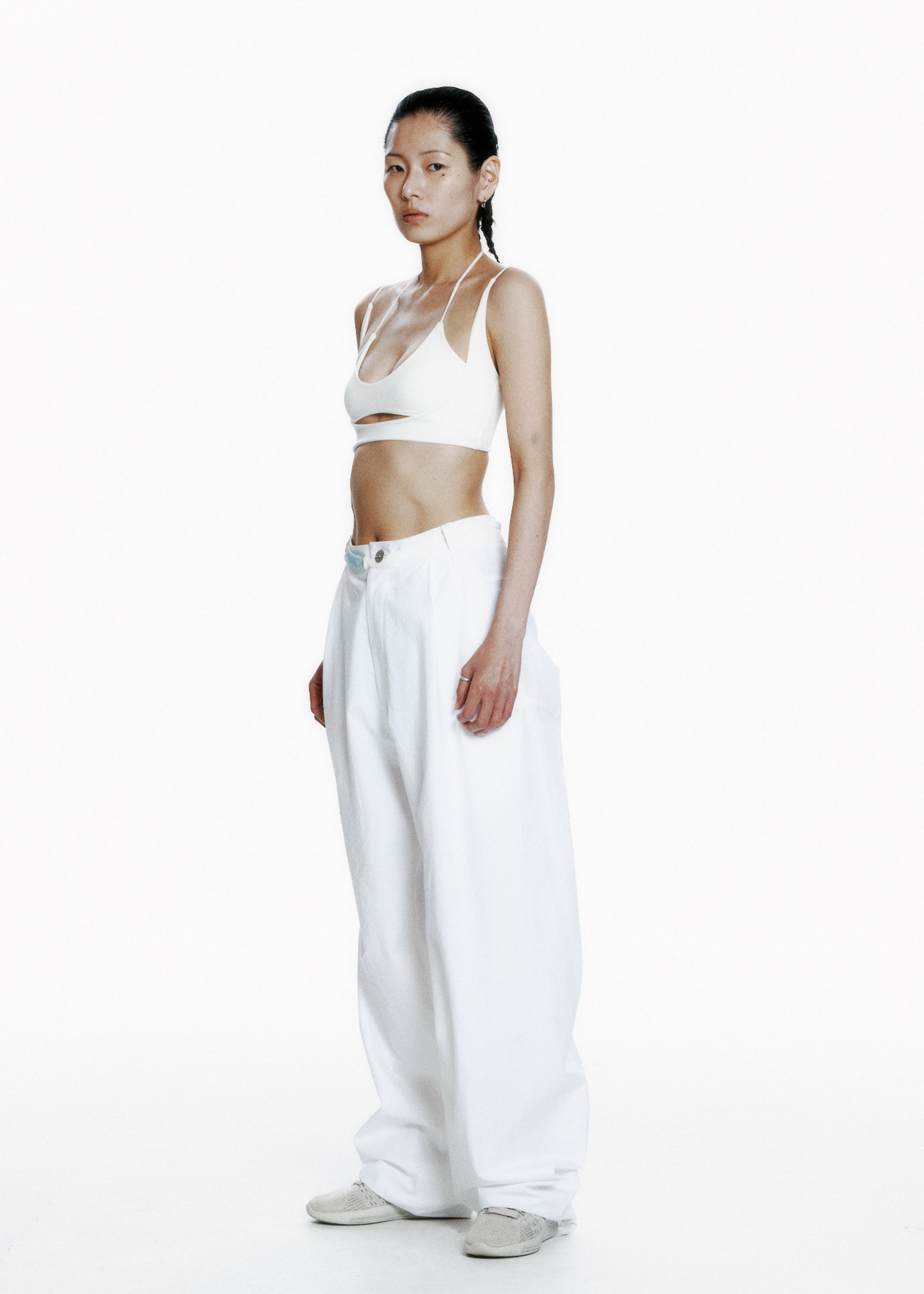 Hyein Seo - Wide Pants w/ Beaded Belt (White) product image 1 | TRAB K-Fashion Australia