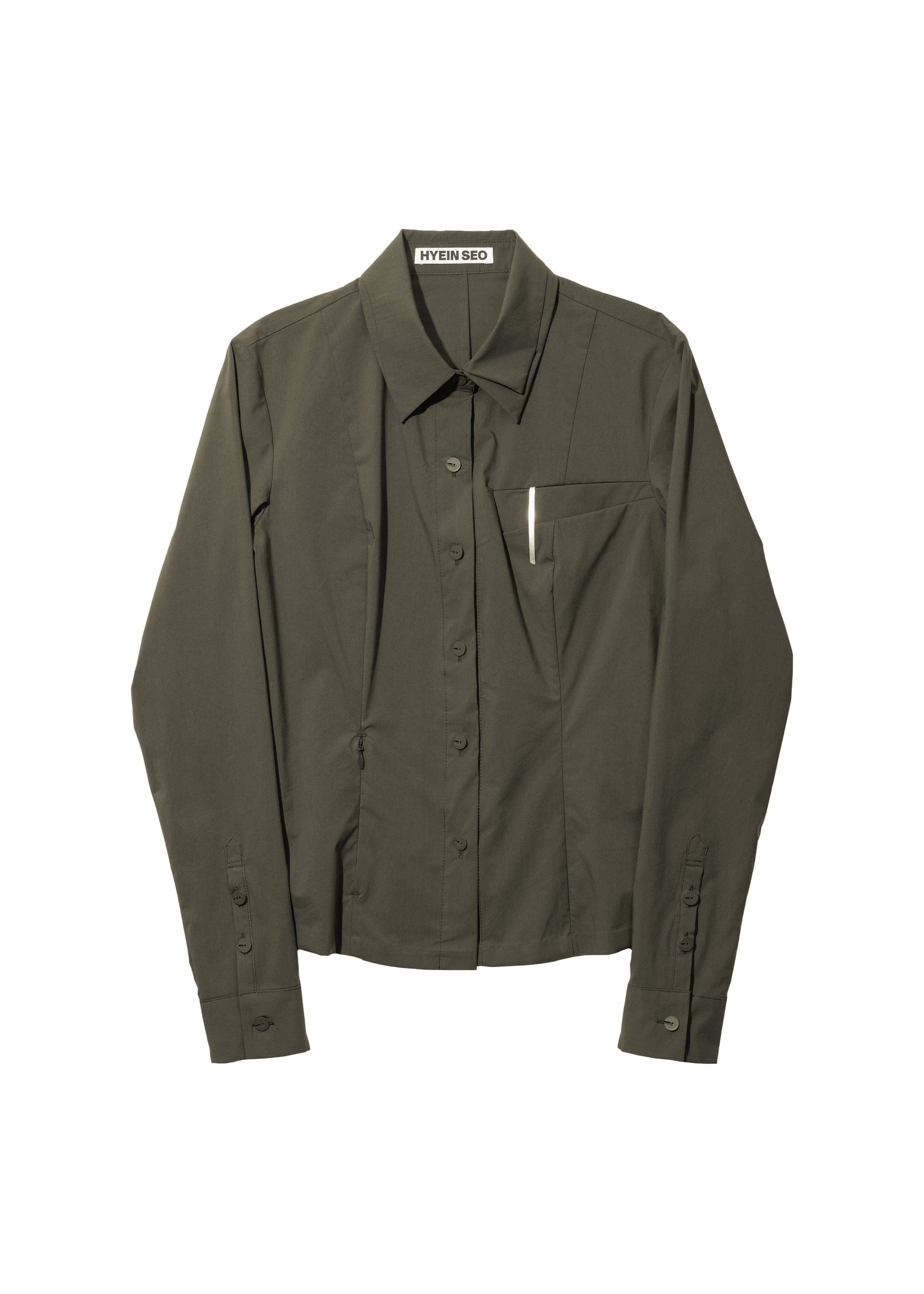 Hyein Seo - Slim Shirt w/ Pin (Khaki) product image 4 | TRAB K-Fashion Australia