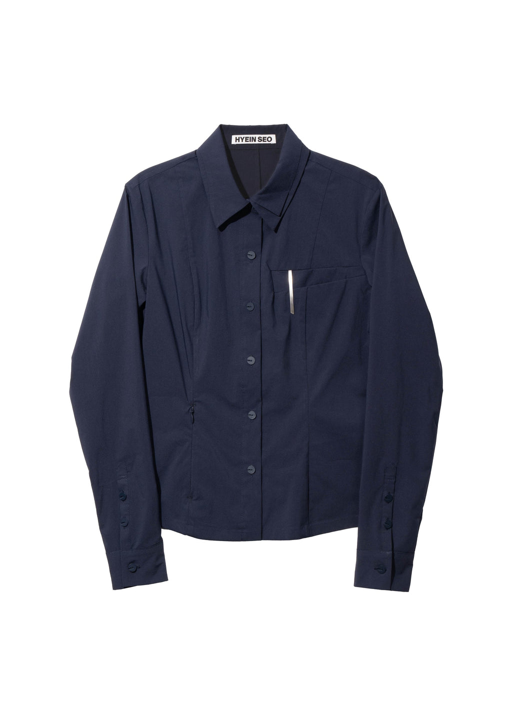 Hyein Seo - Slim Shirt w/ Pin (Navy) product image 4 | TRAB K-Fashion Australia