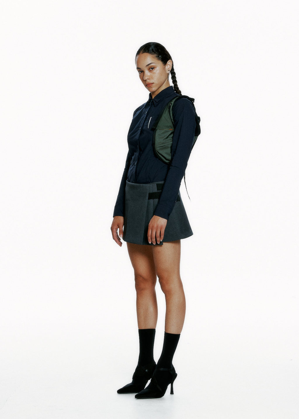 Hyein Seo - Slim Shirt w/ Pin (Navy) product image 1 | TRAB K-Fashion Australia