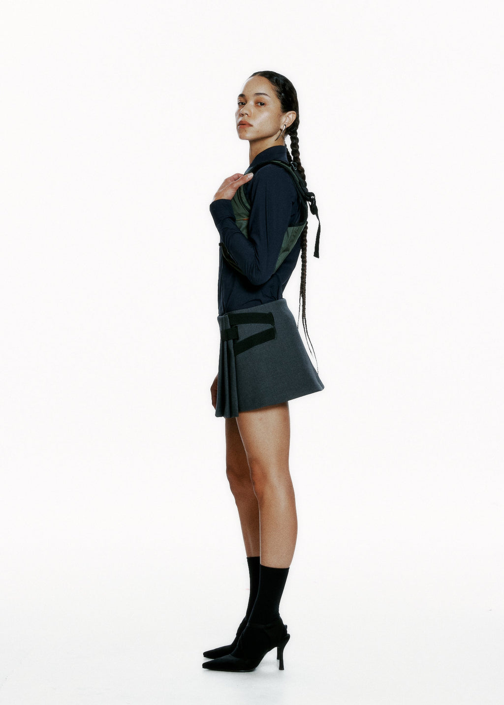 Hyein Seo - Slim Shirt w/ Pin (Navy) product image 2 | TRAB K-Fashion Australia