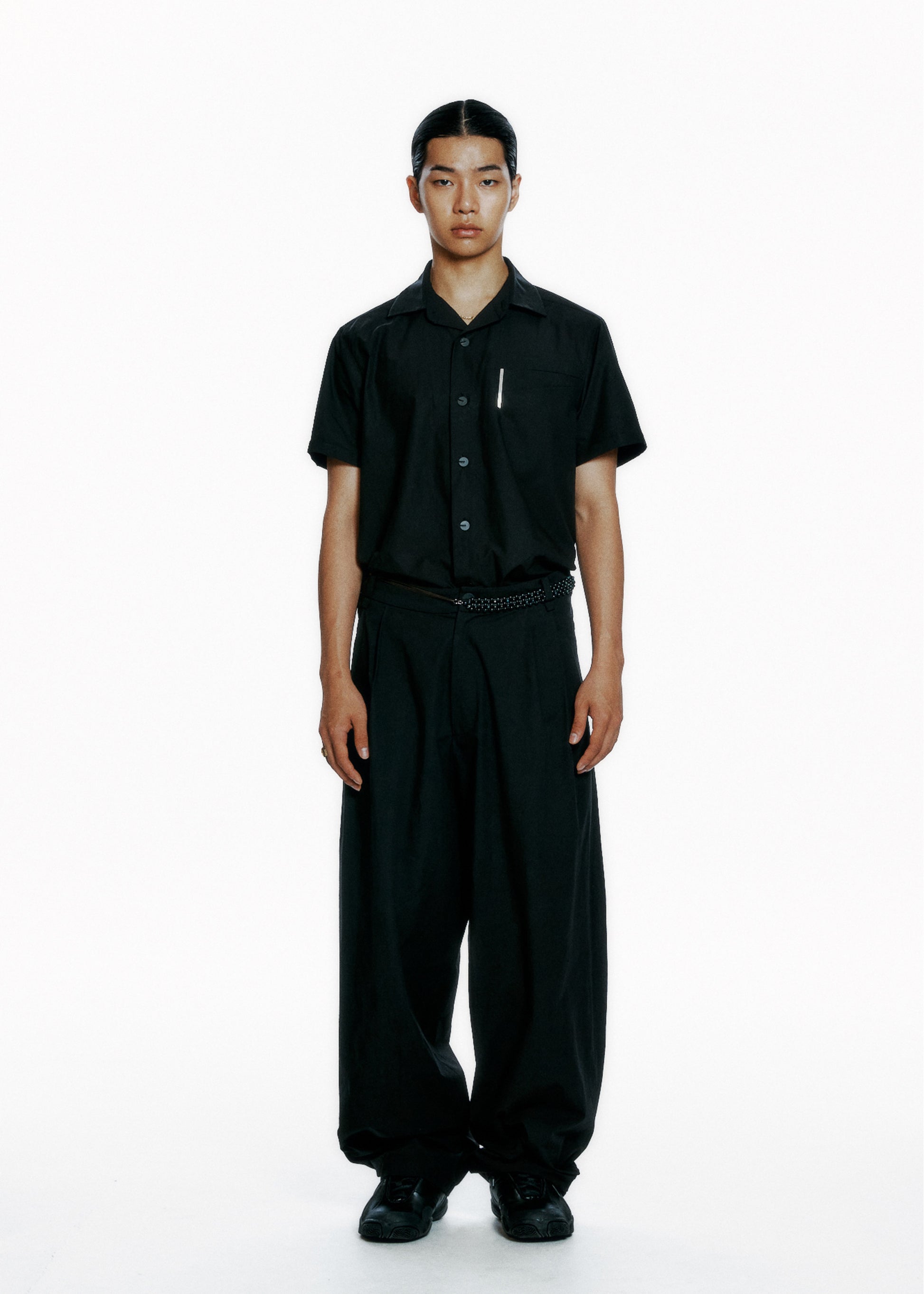 Hyein Seo - Short Sleeve Shirt w/ Pin (Black) product image 1 | TRAB K-Fashion Australia