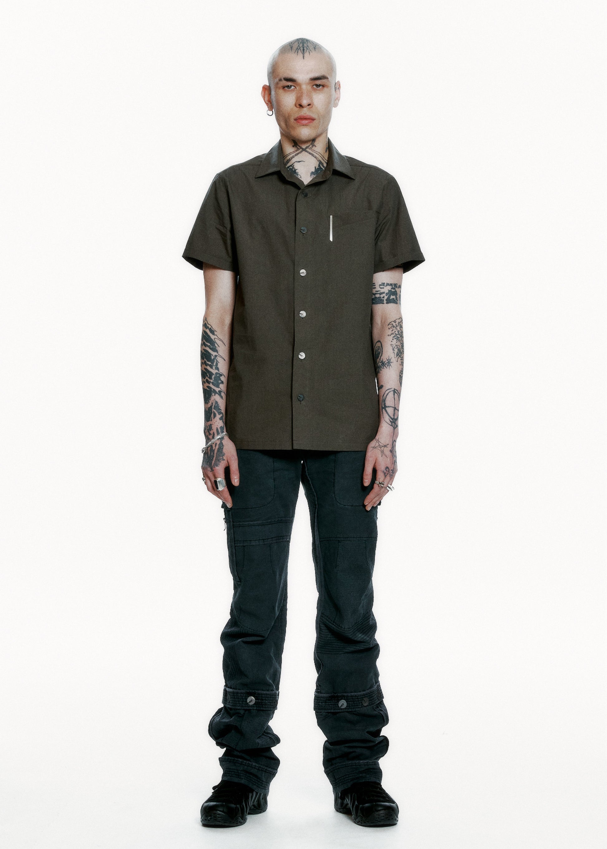 Hyein Seo - Short Sleeve Shirt w/ Pin (Khaki Brown) product image 1 | TRAB K-Fashion Australia