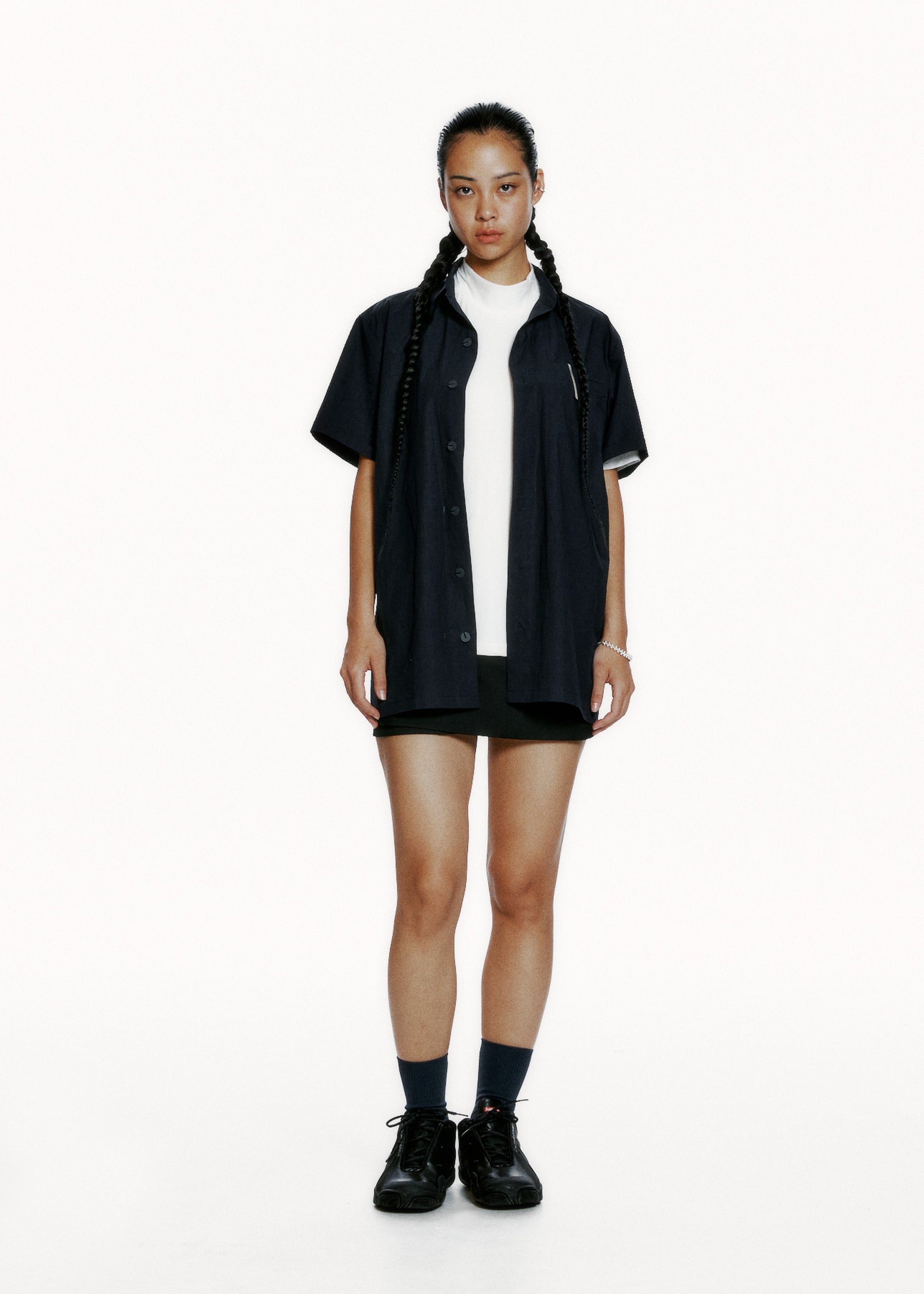 Hyein Seo - Short Sleeve Shirt w/ Pin (Navy) product image 1 | TRAB K-Fashion Australia