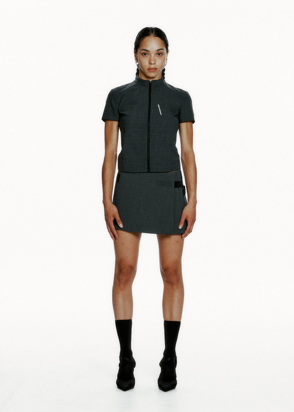 Hyein Seo - Zip Shirt w/ Pin (Dark Grey) product image 2 | TRAB K-Fashion Australia