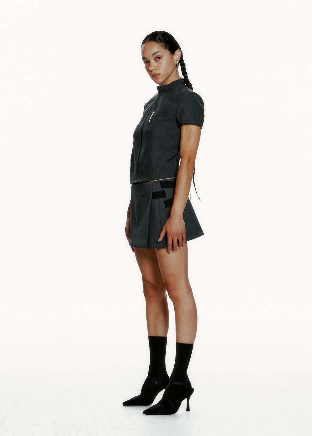 Hyein Seo - Pleated Wrap Skirt (Dark Grey) product image 1 | TRAB K-Fashion Australia