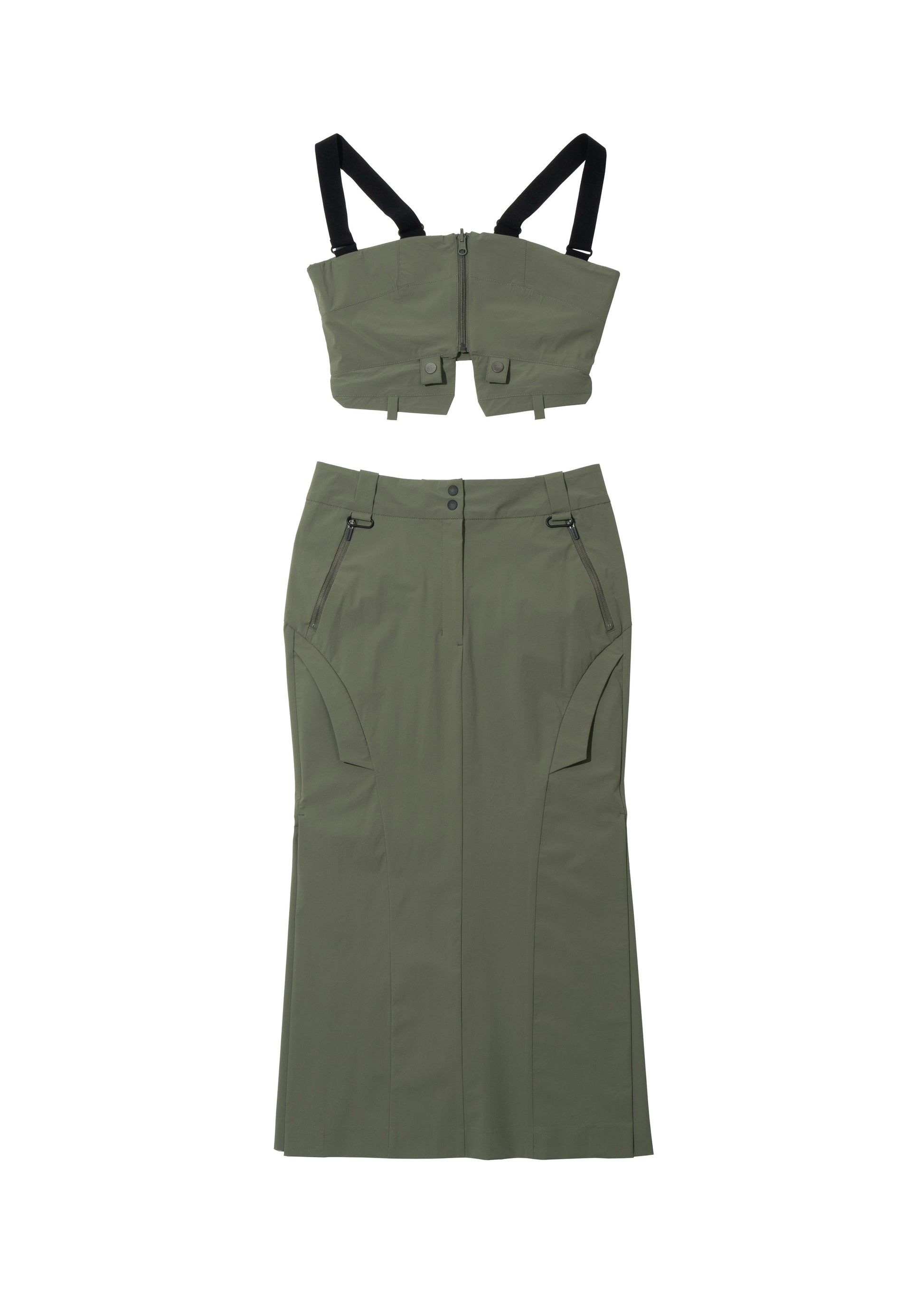 Andersson Bell - Upside-Down Asymmetric Skirt (Khaki) | TRAB K-Fash