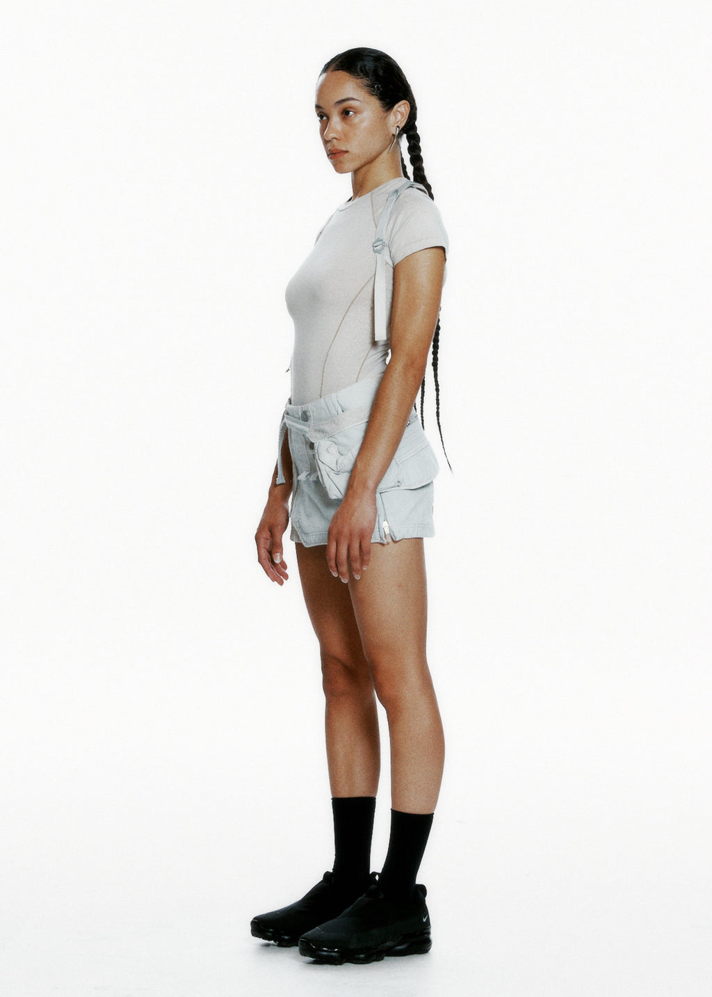 Hyein Seo - Dyed Mini Skirt w/ Waist Bag (Sand Grey) product image 3 | TRAB K-Fashion Australia