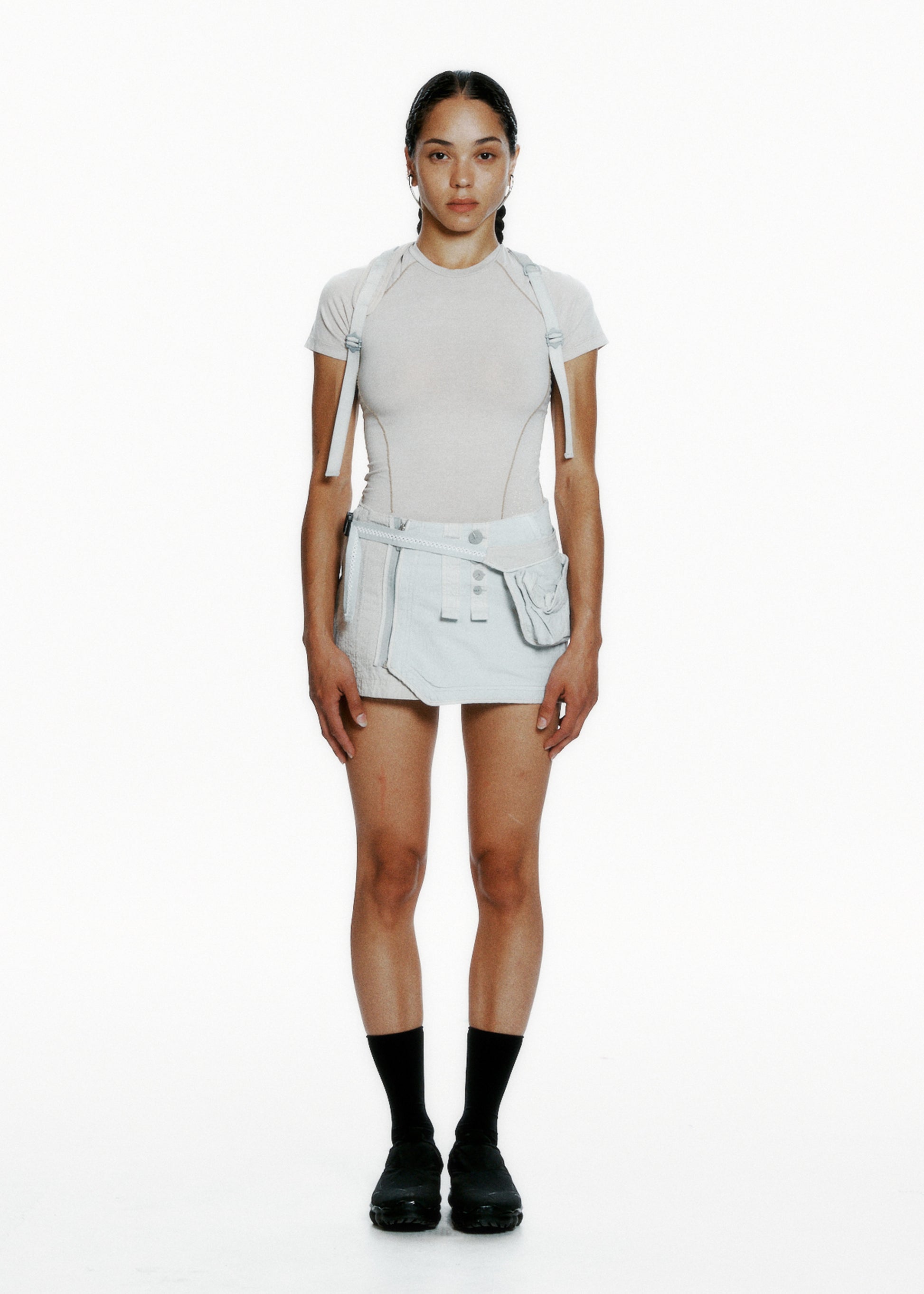 Hyein Seo - Dyed Mini Skirt w/ Waist Bag (Sand Grey) product image 2 | TRAB K-Fashion Australia