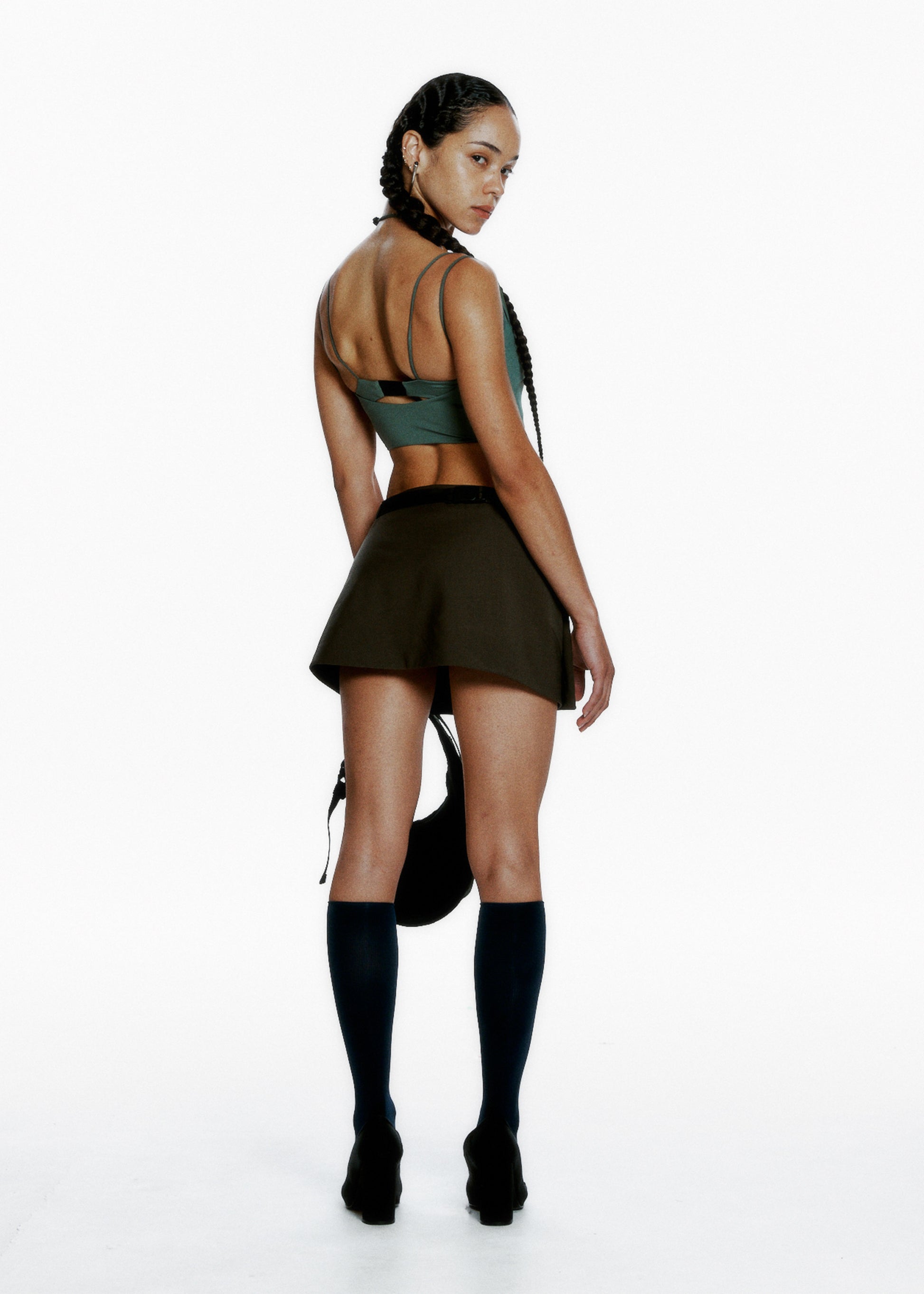 Hyein Seo - Cinched Mini Skirt w/ Belt (Khaki) product image 4 | TRAB K-Fashion Australia